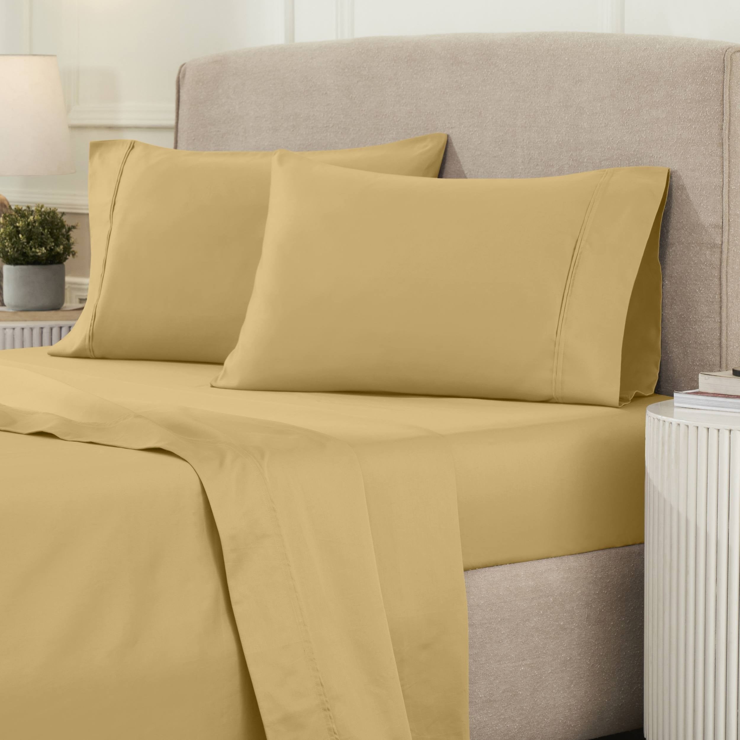 Parure de draps unie écologique en coton égyptien de qualité supérieure 1 200 fils
