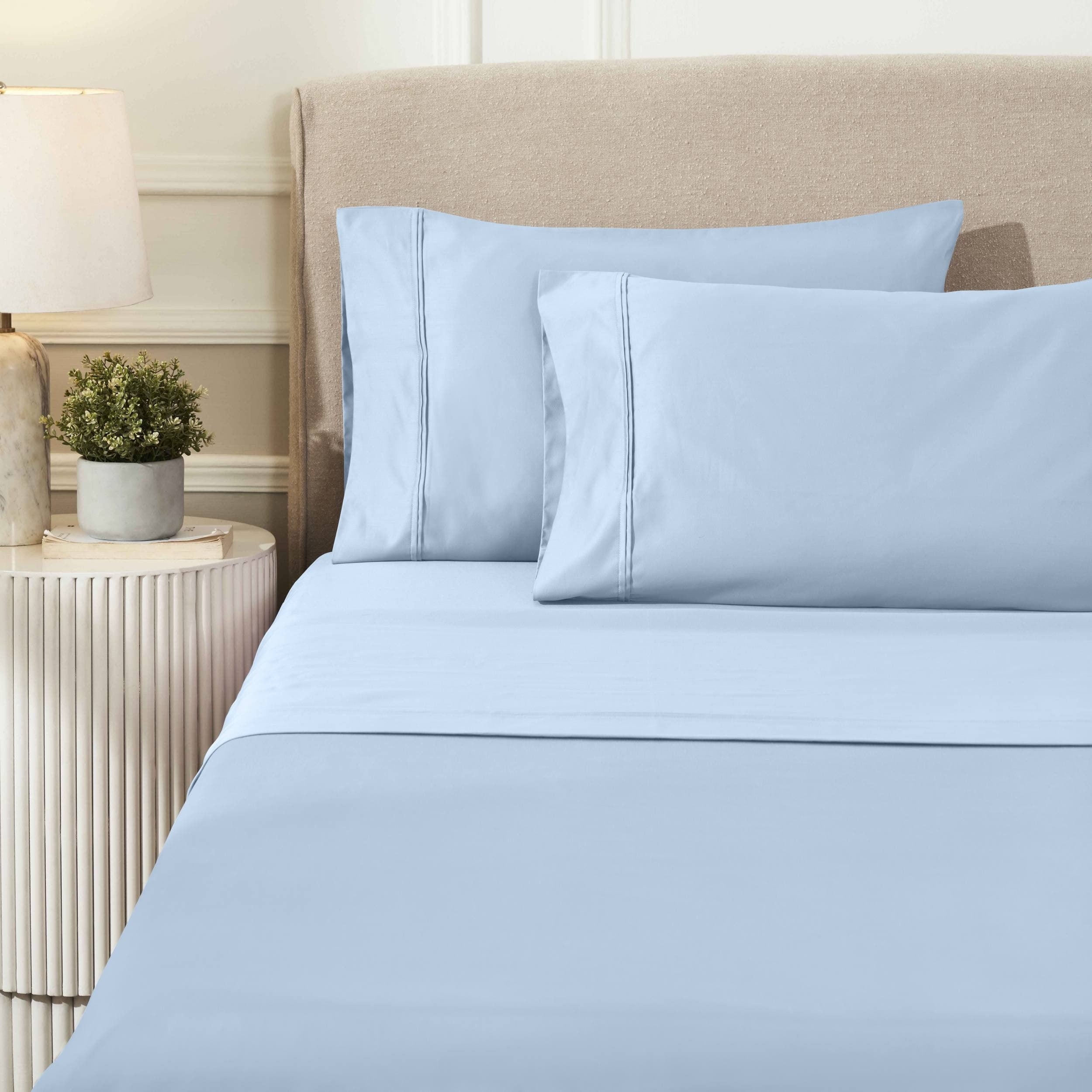 Parure de draps unie écologique en coton égyptien de qualité supérieure 1 200 fils