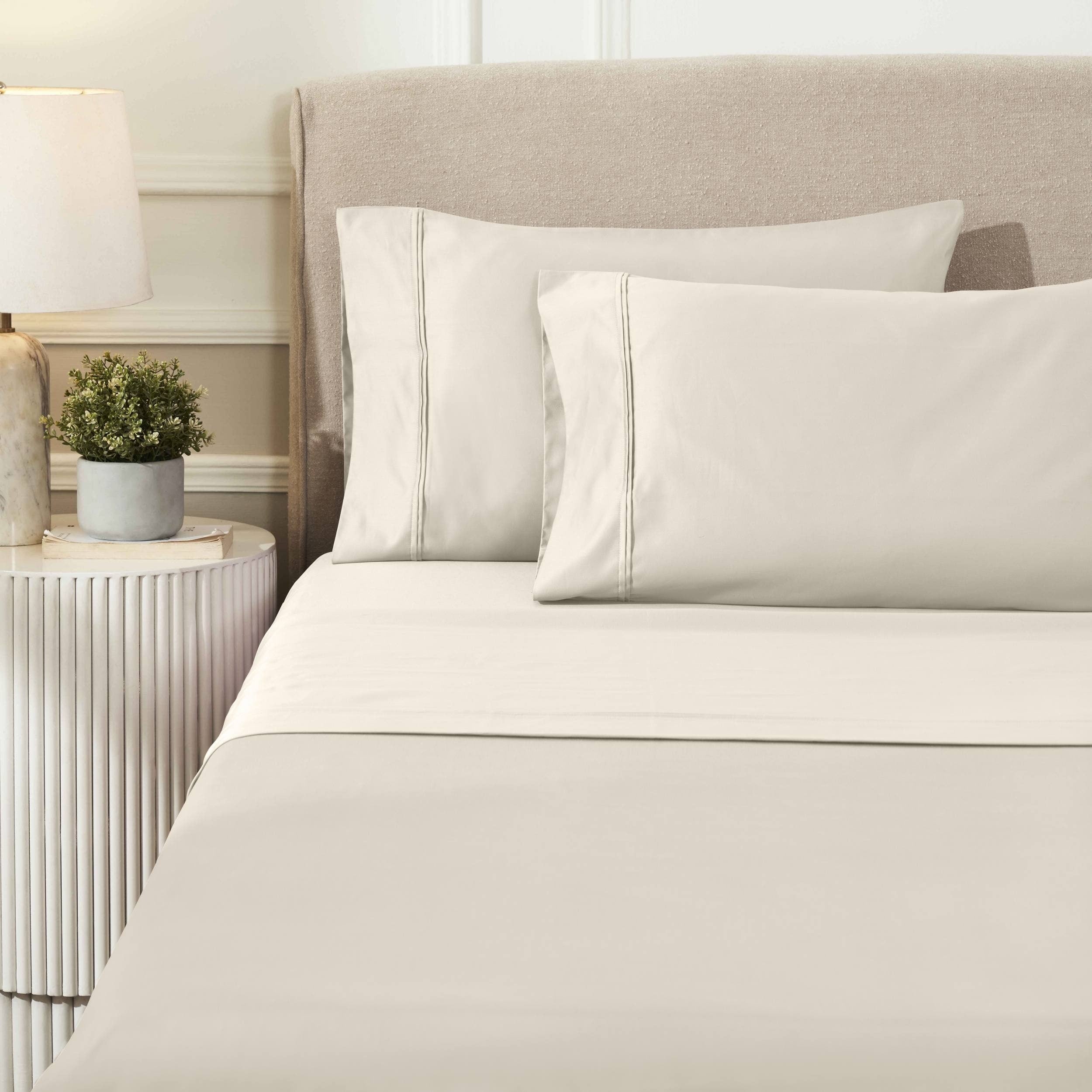 Parure de draps unie écologique en coton égyptien de qualité supérieure 1 200 fils