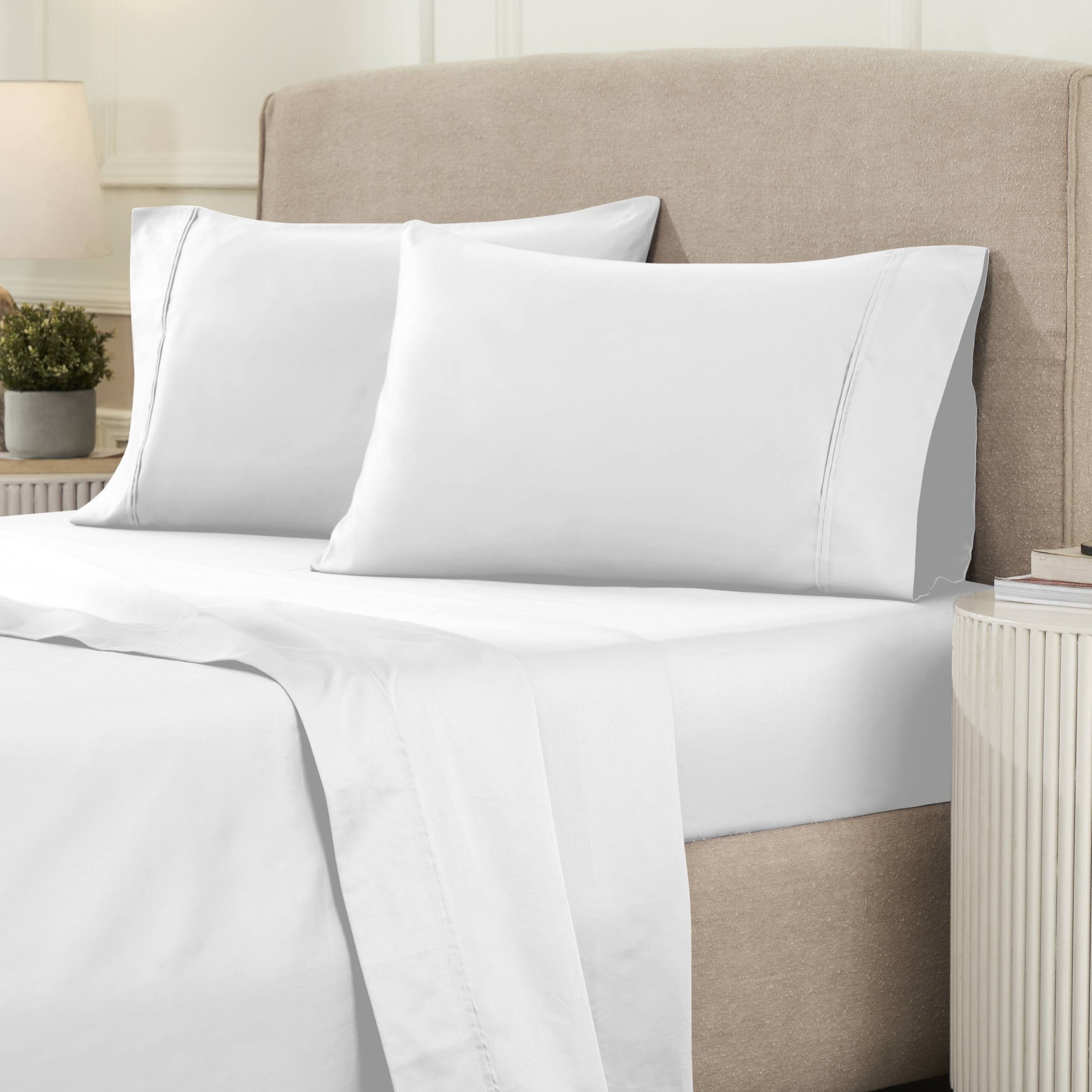 Parure de draps unie écologique en coton égyptien de qualité supérieure 1 200 fils