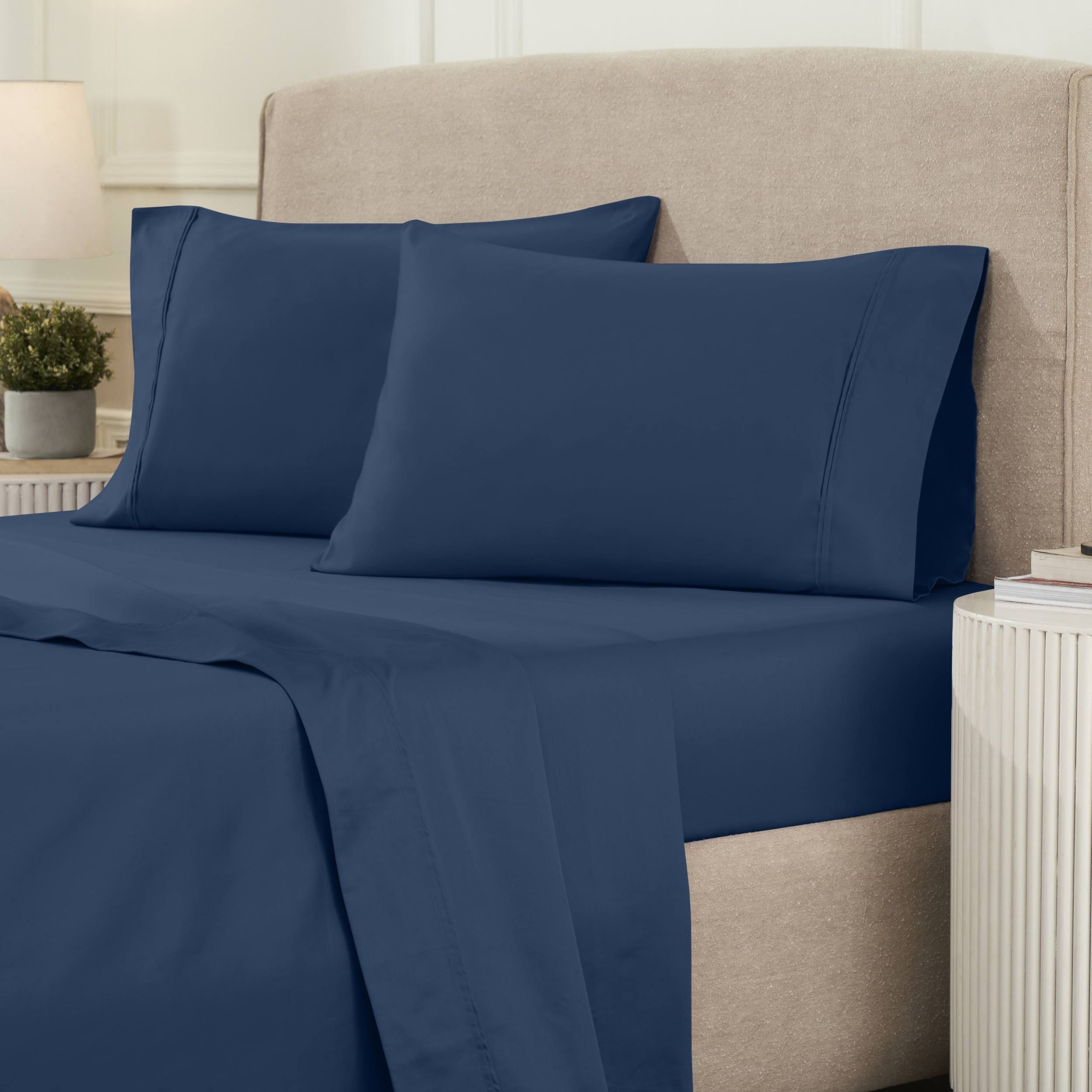 Parure de draps unie écologique en coton égyptien de qualité supérieure 1 200 fils
