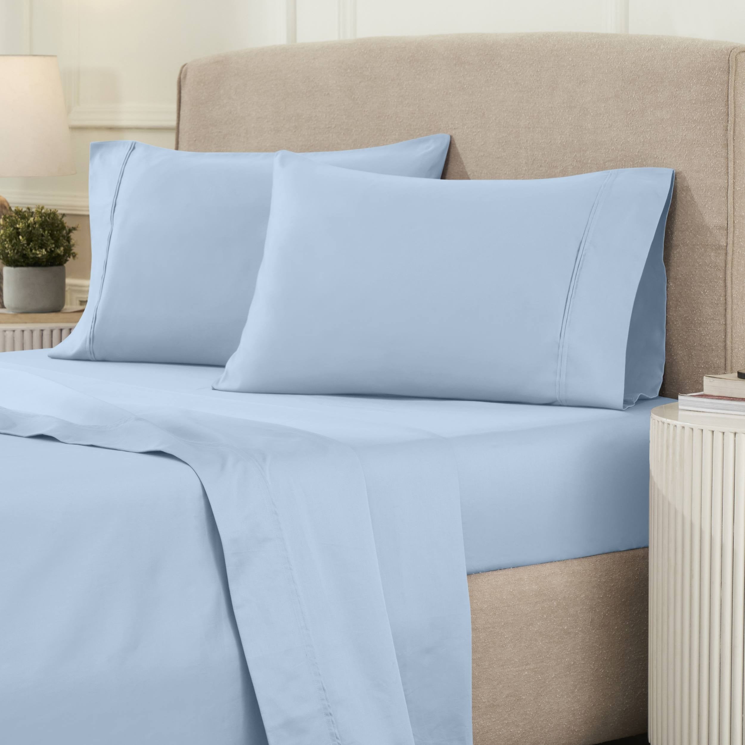 Parure de draps unie écologique en coton égyptien de qualité supérieure 1 200 fils