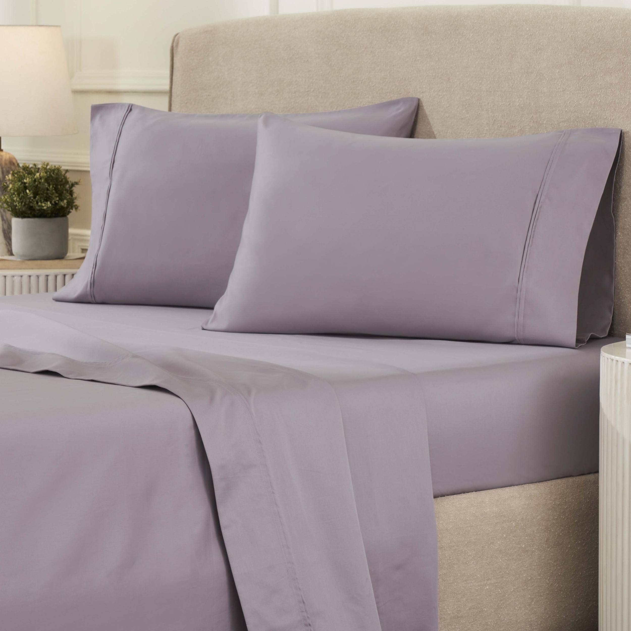 Parure de draps unie écologique en coton égyptien de qualité supérieure 1 200 fils