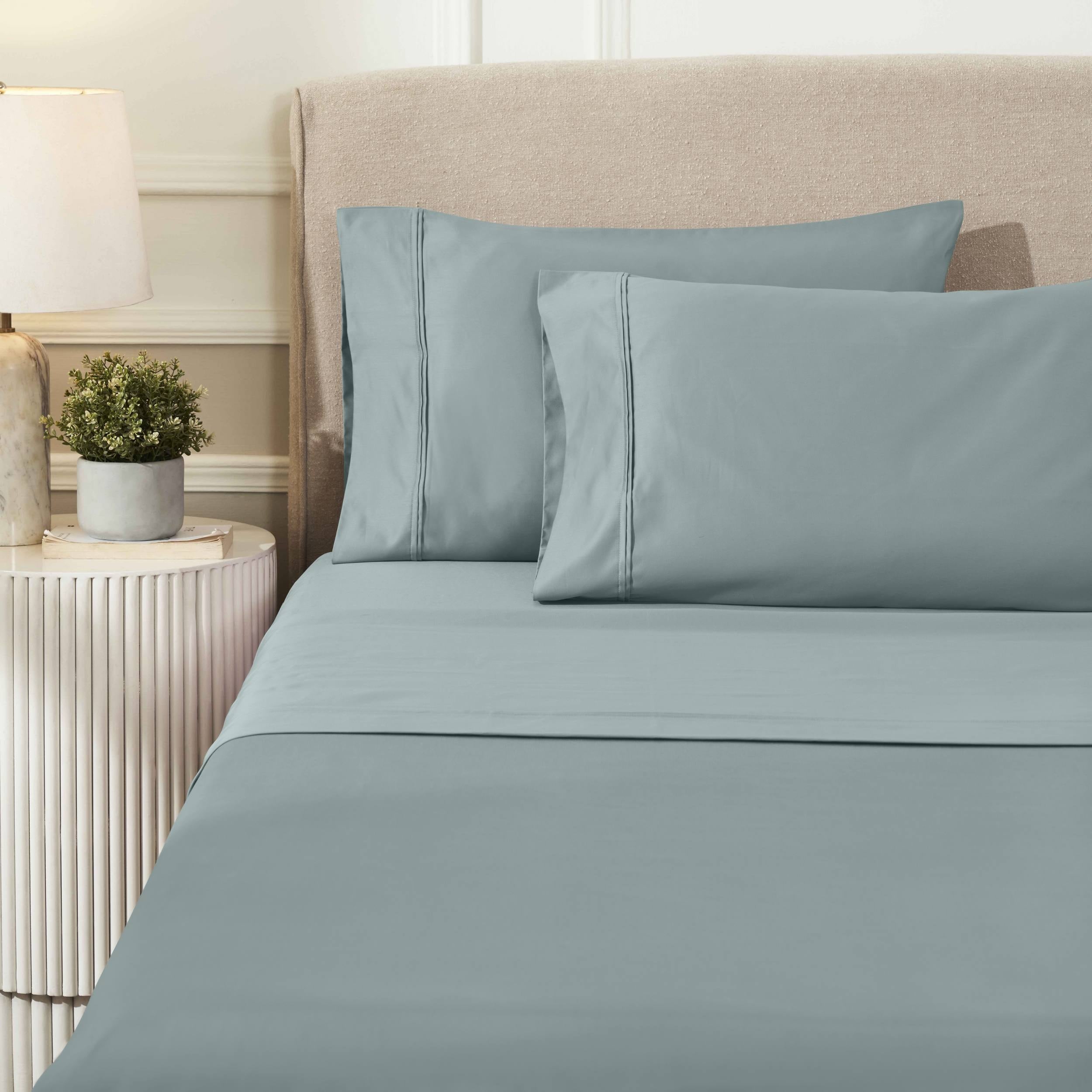 Parure de draps unie écologique en coton égyptien de qualité supérieure 1 200 fils