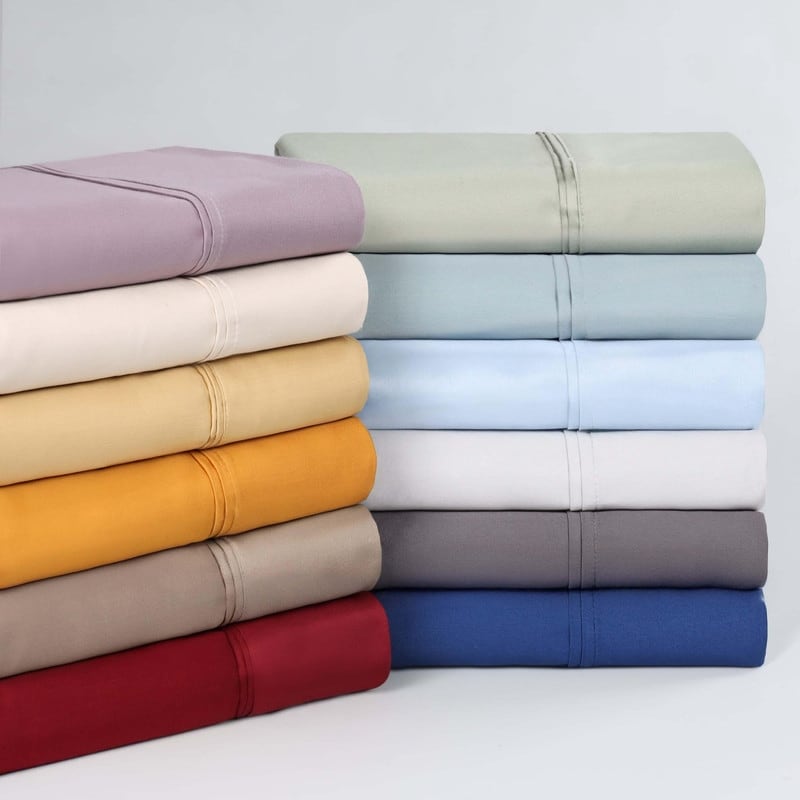 Parure de draps unie écologique en coton égyptien de qualité supérieure 1 200 fils