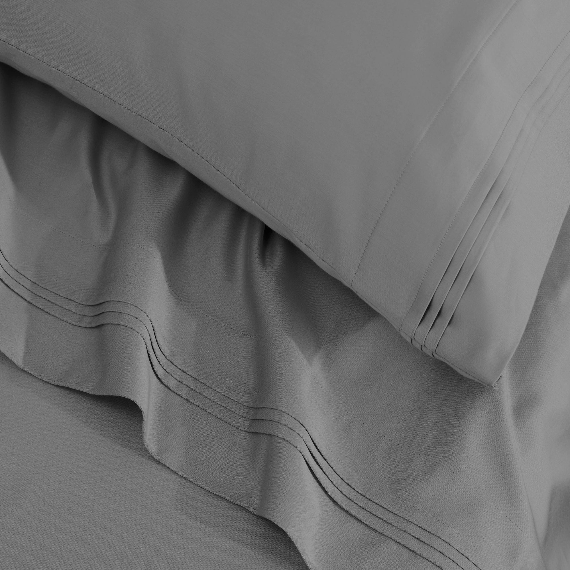 Parure de draps en coton égyptien de qualité supérieure, 1 500 fils au pouce carré, à poches profondes et de couleur unie