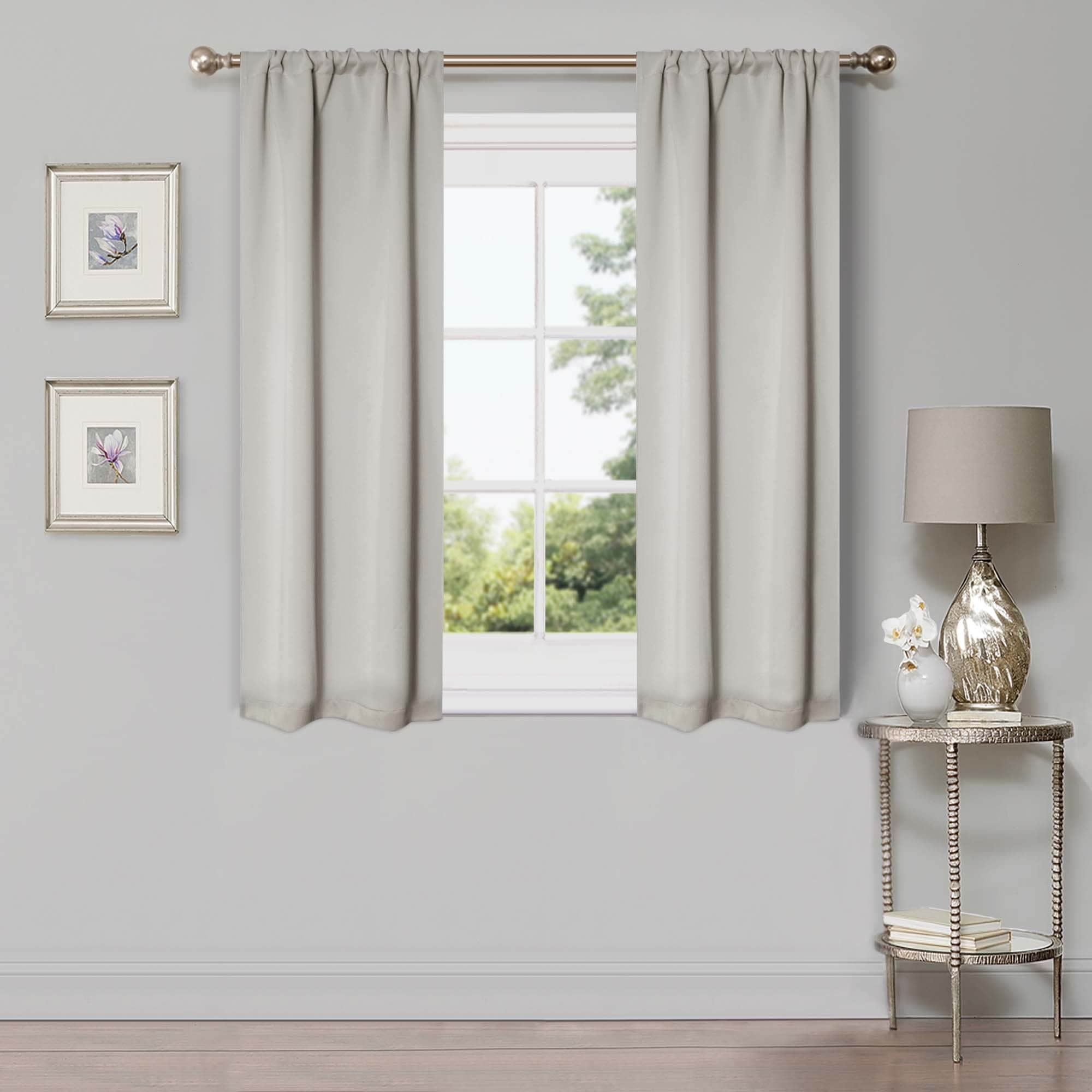 Superior Modern Solid Washable Room Darkening Blackout Curtains, Set of 2 Panels