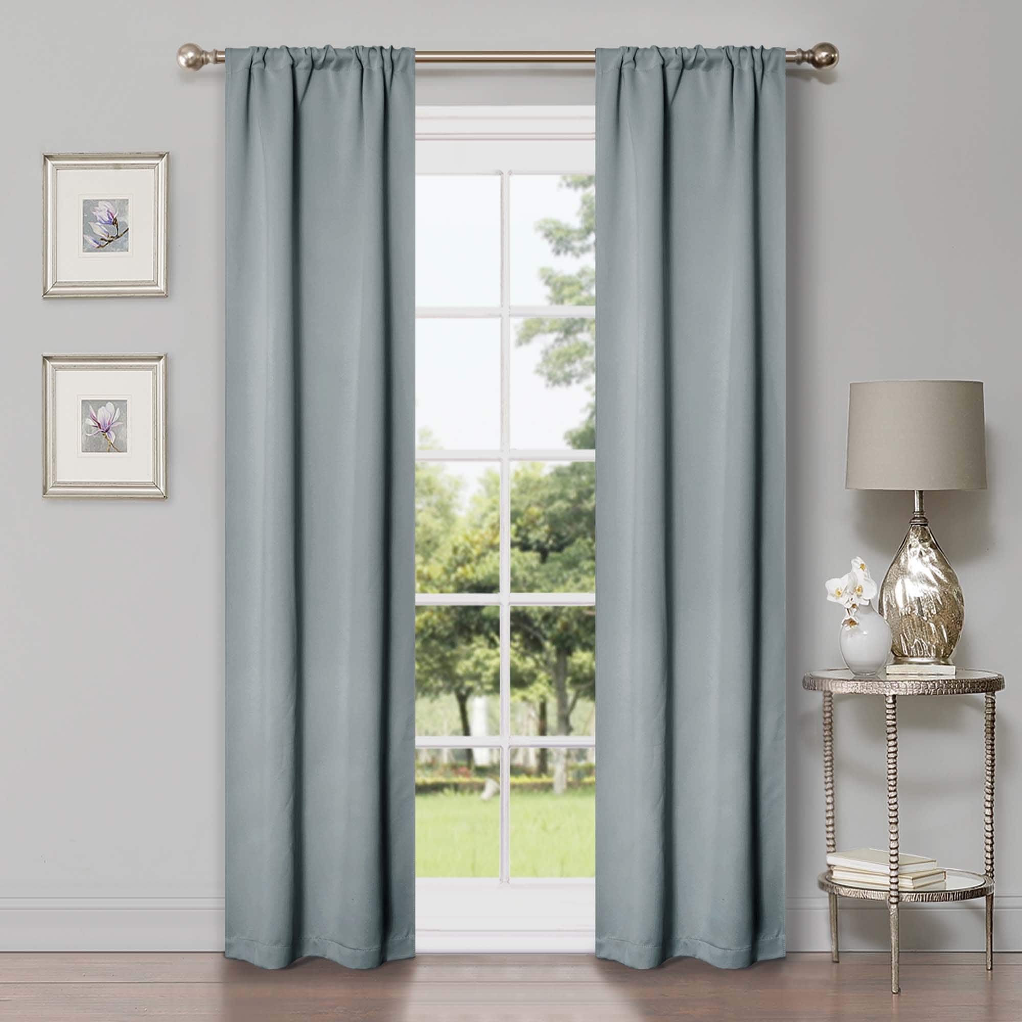 Superior Modern Solid Washable Room Darkening Blackout Curtains, Set of 2 Panels
