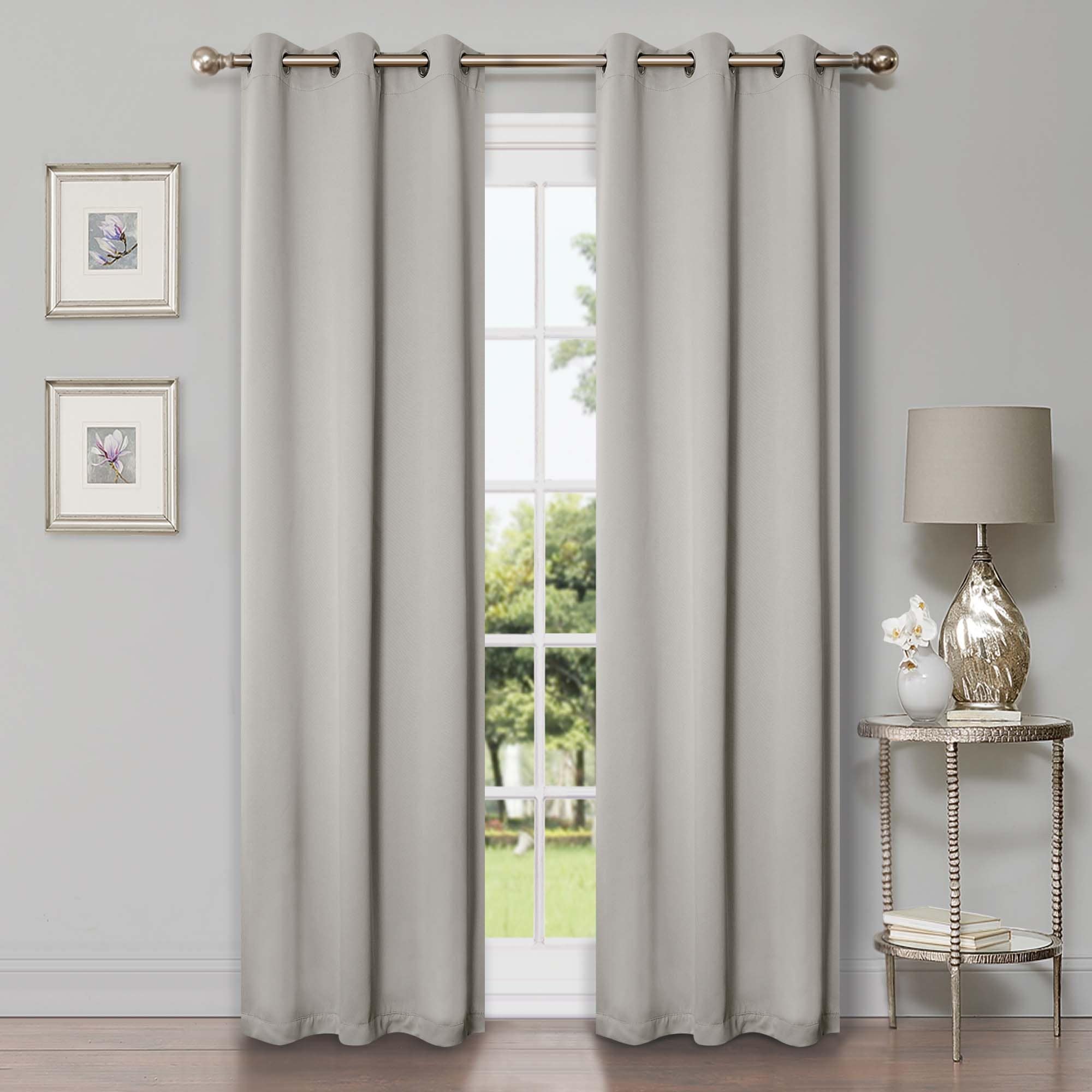 Superior Modern Solid Washable Room Darkening Blackout Curtains, Set of 2 Panels