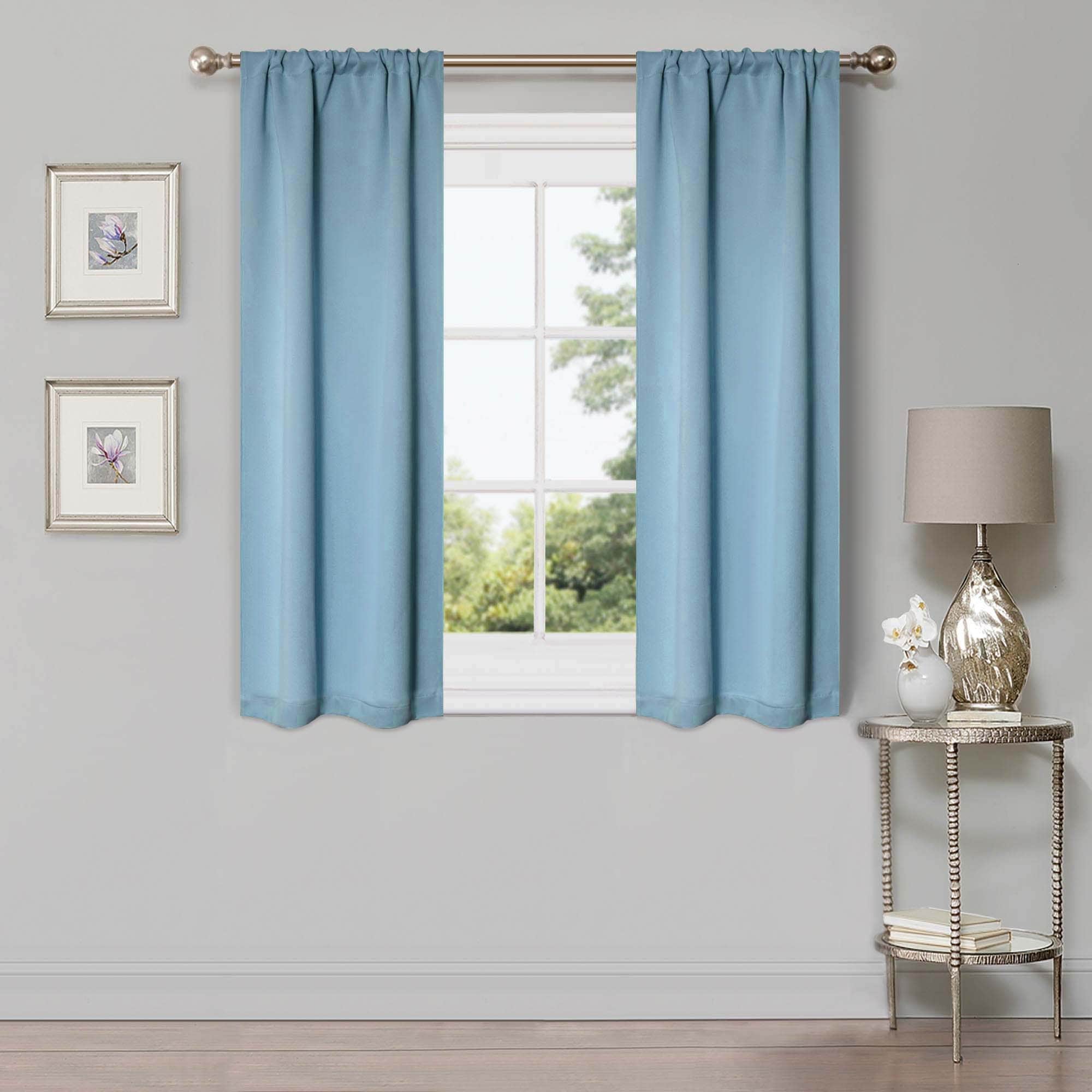 Superior Modern Solid Washable Room Darkening Blackout Curtains, Set of 2 Panels
