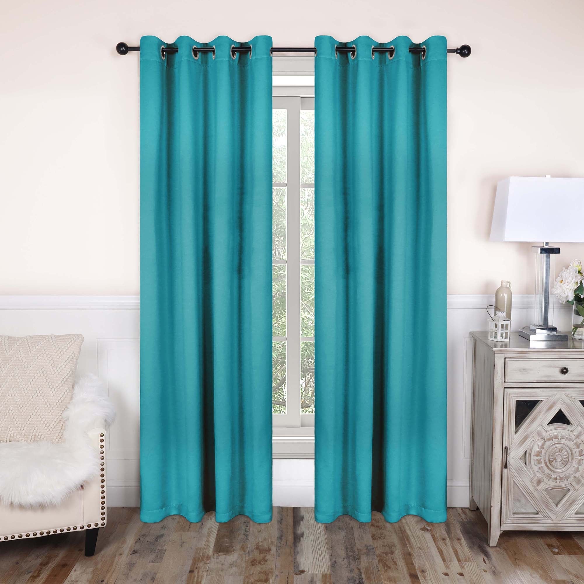 Superior Modern Solid Washable Room Darkening Blackout Curtains, Set of 2 Panels