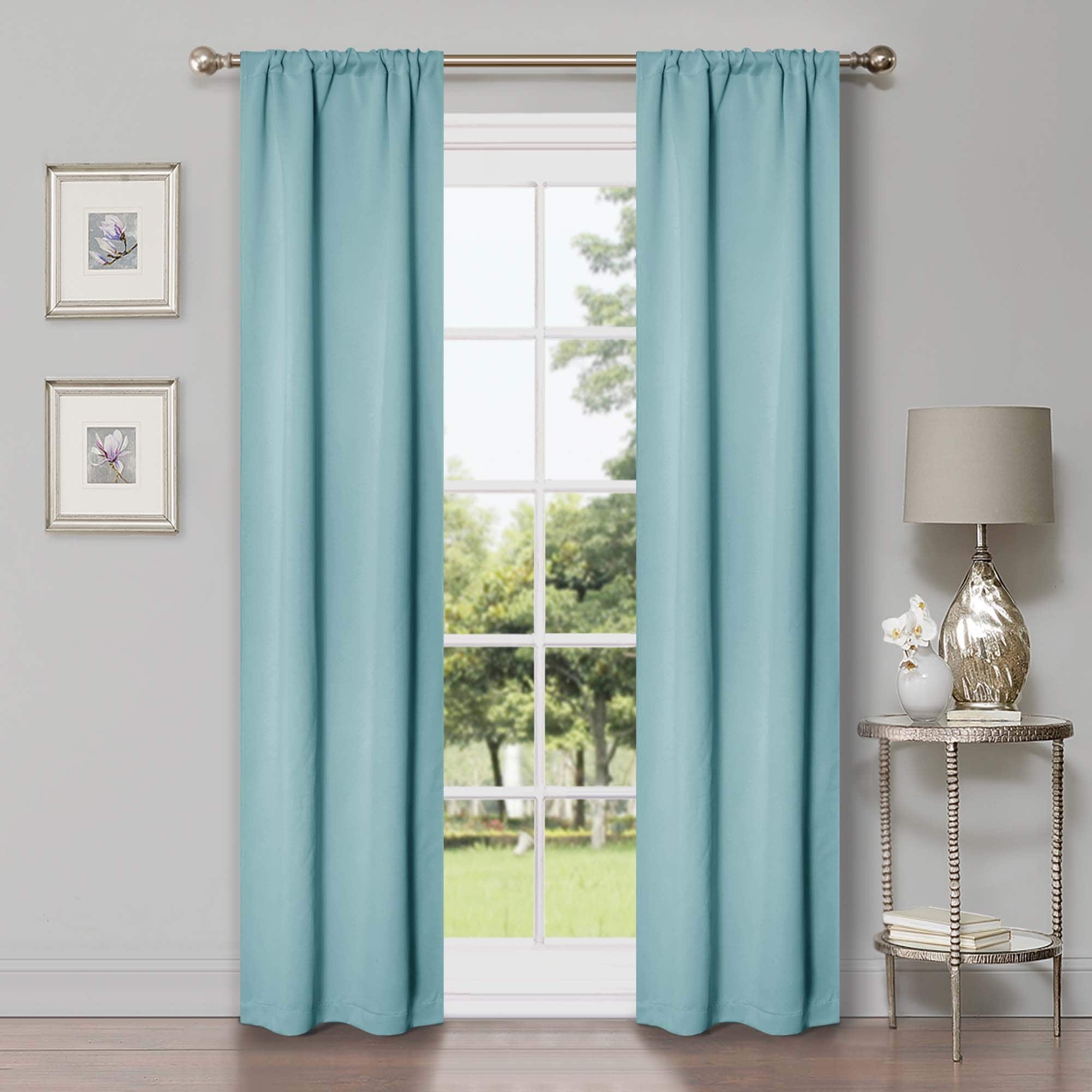 Superior Modern Solid Washable Room Darkening Blackout Curtains, Set of 2 Panels