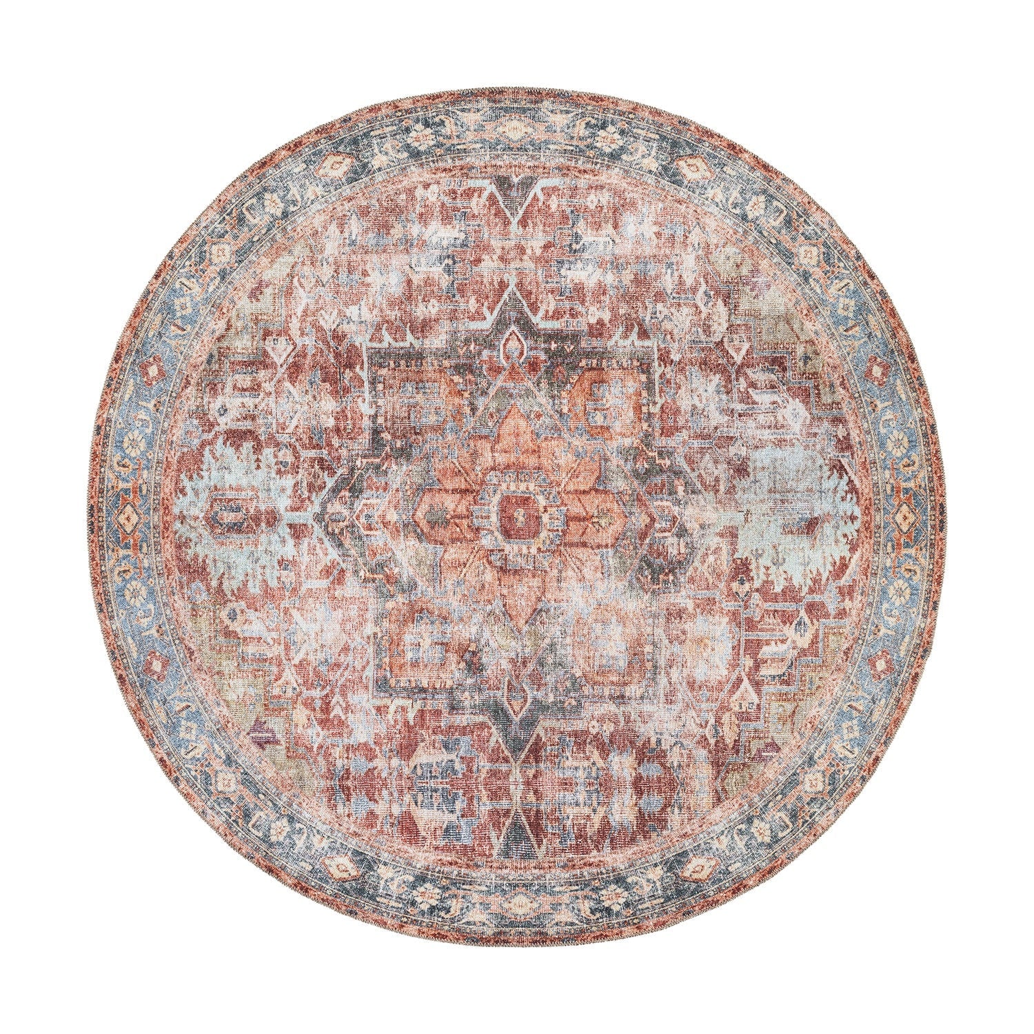Traditional Distressed Machine Washable Area Rug
