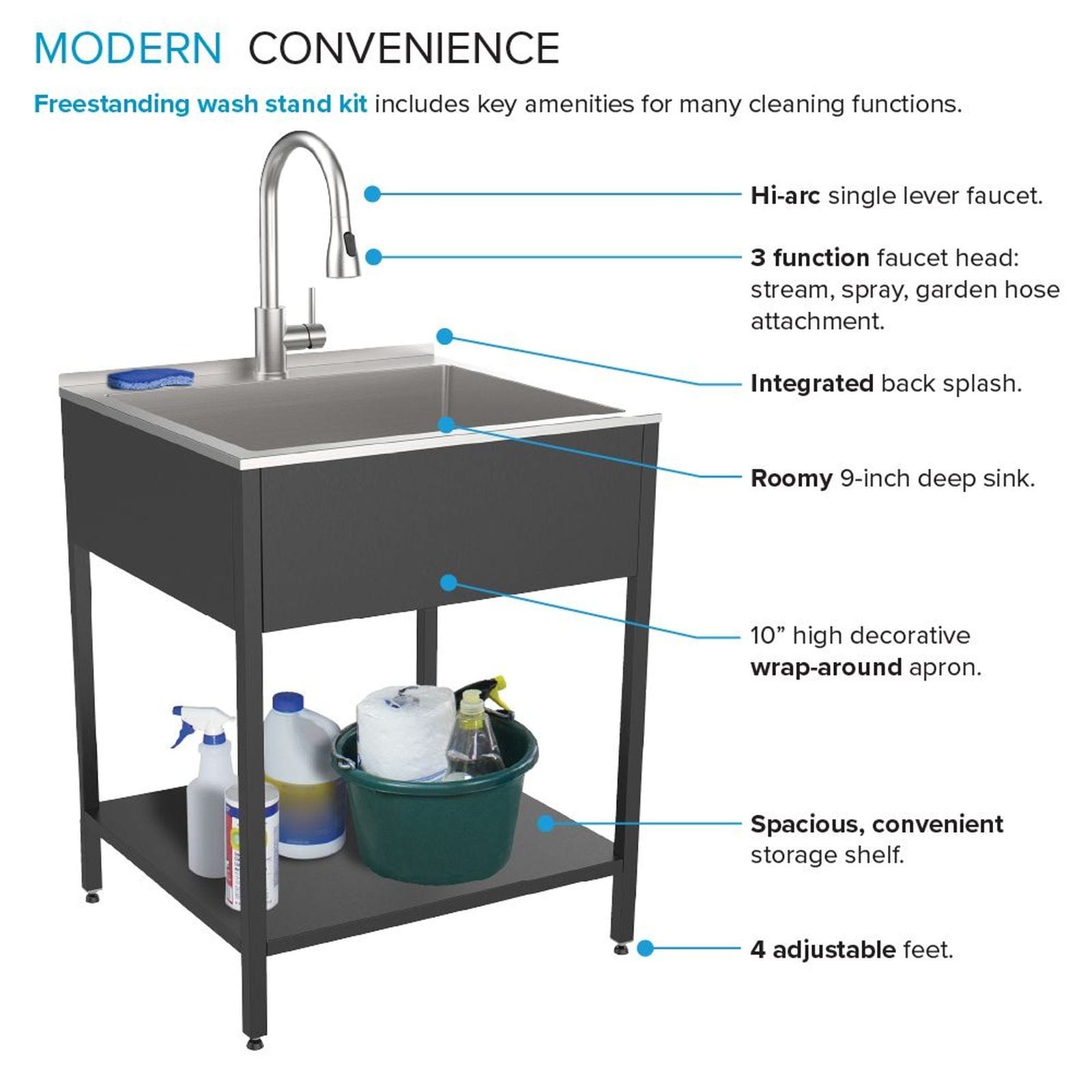 Évier de buanderie et lavabo en acier inoxydable Transolid EWS-2422S de 24 po de largeur x 22 po de profondeur x 35 po de hauteur - 24 po x 22 po