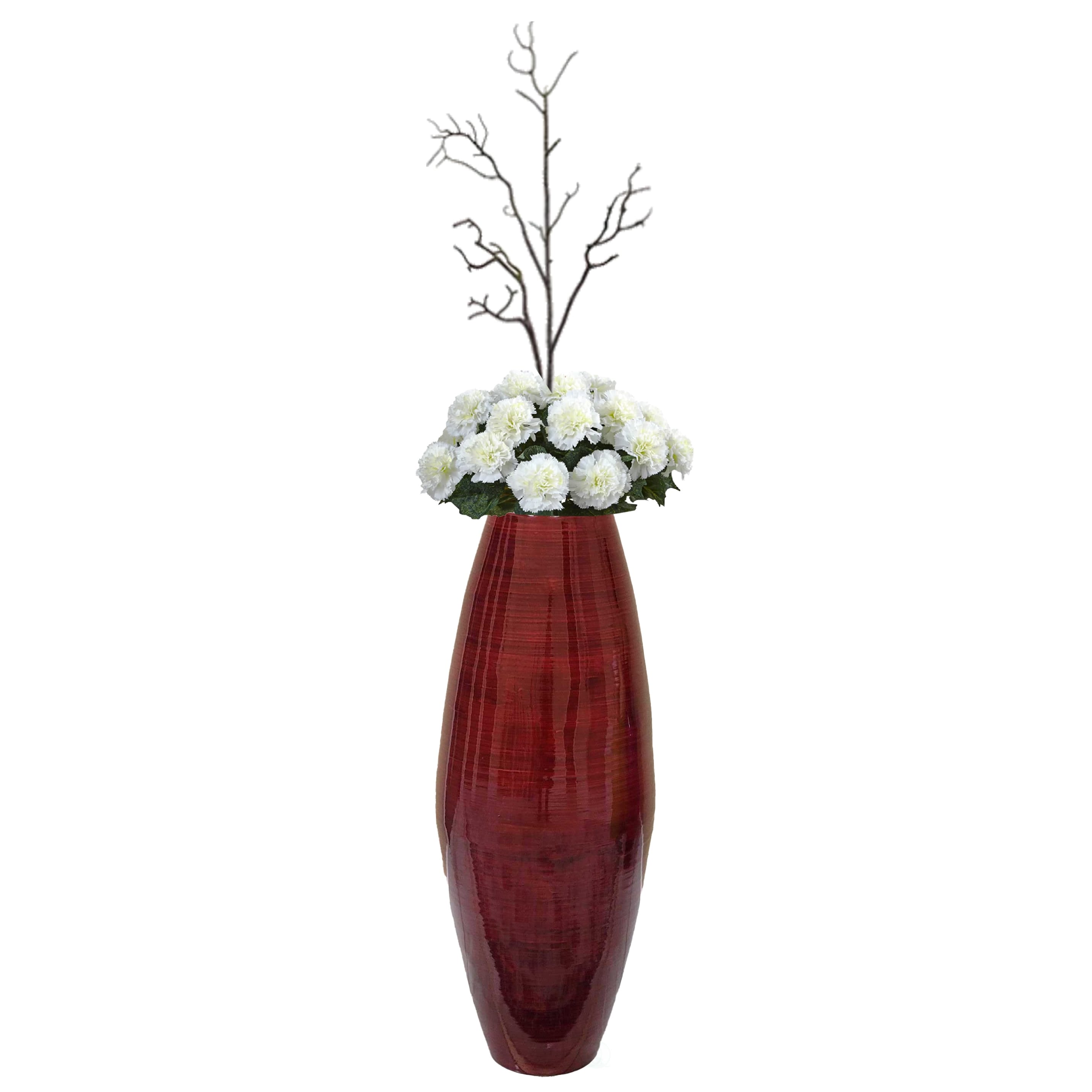 Uniquewise Tall Cylinder Bamboo Floor Vase Decorative Accent for Hotel Lobbies and Spa, Perfect Decor for Living Room or Hallway