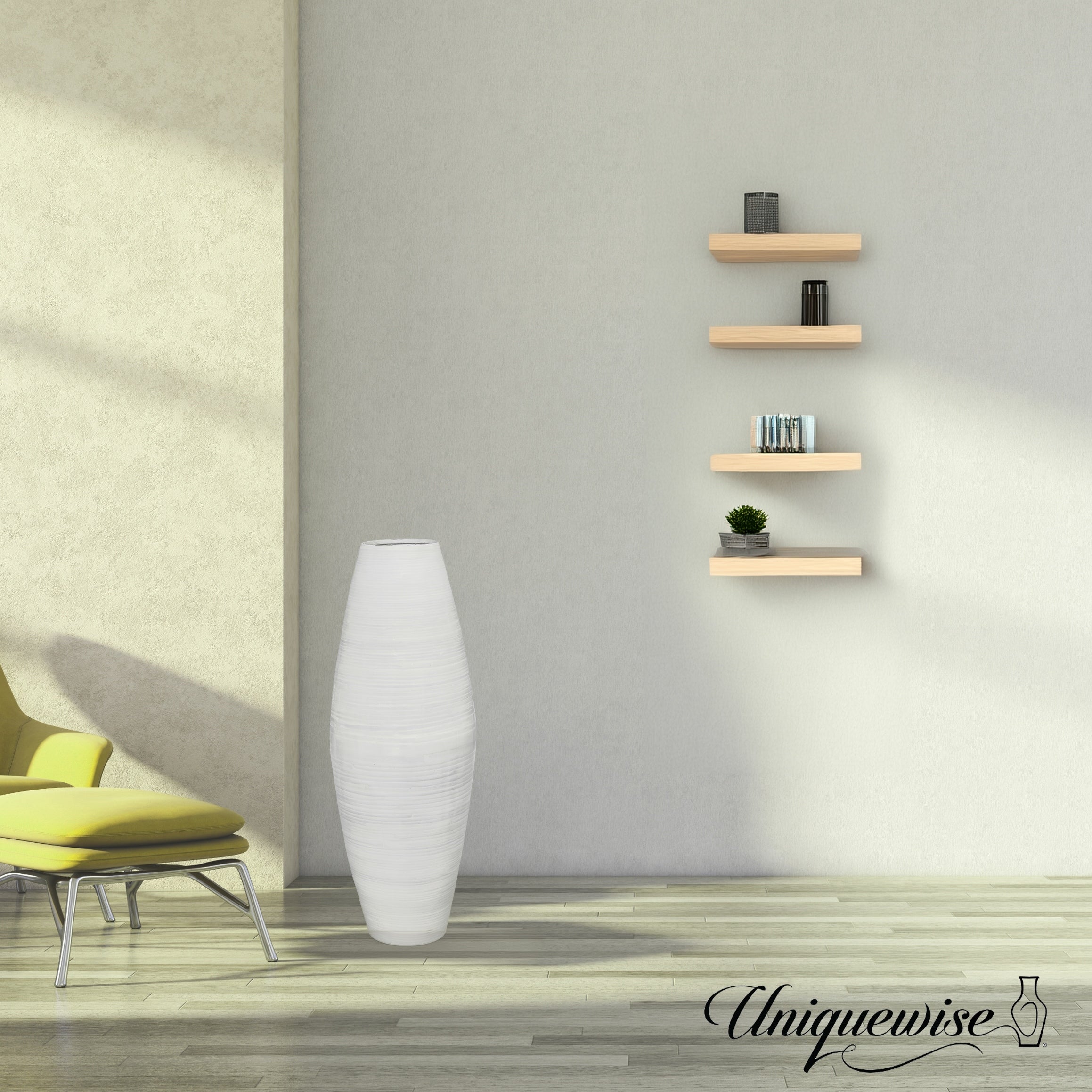 Uniquewise Tall Cylinder Bamboo Floor Vase Decorative Accent for Hotel Lobbies and Spa, Perfect Decor for Living Room or Hallway
