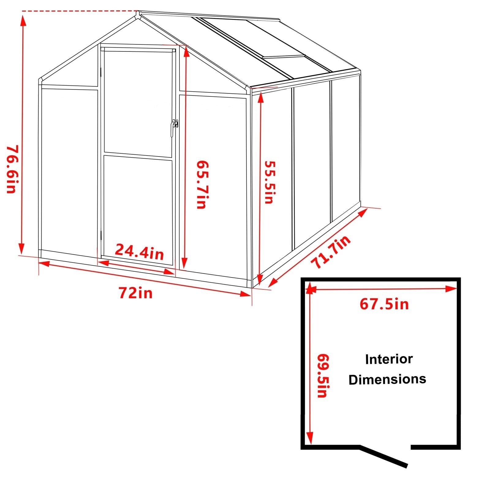 Serre de jardin en aluminium VEIKOUS avec ventilation de toit réglable et porte verrouillable, gris