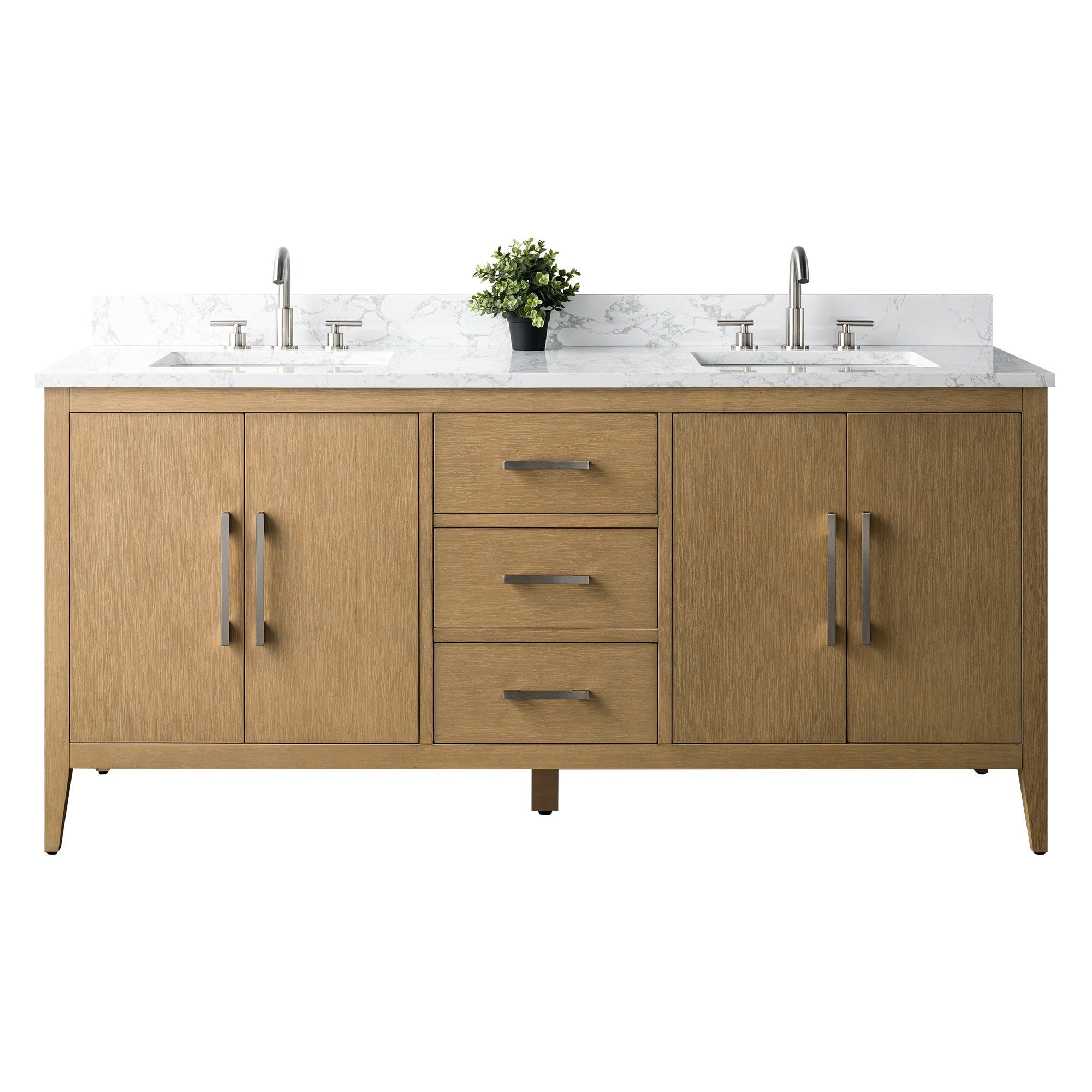 Meuble-lavabo double vasque Vanity Art 72 avec plateau en marbre reconstitué