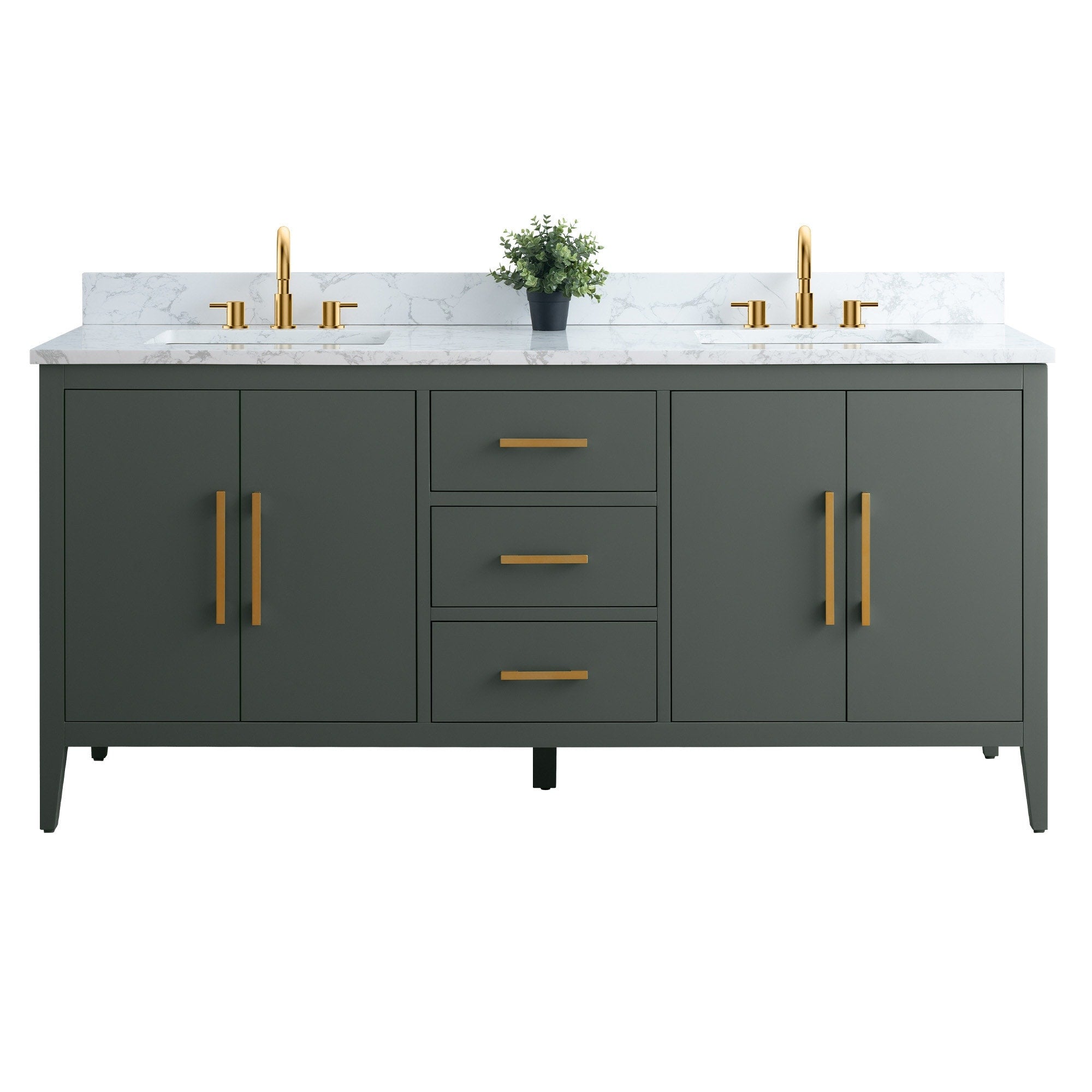 Meuble-lavabo double vasque Vanity Art 72 avec plateau en marbre reconstitué