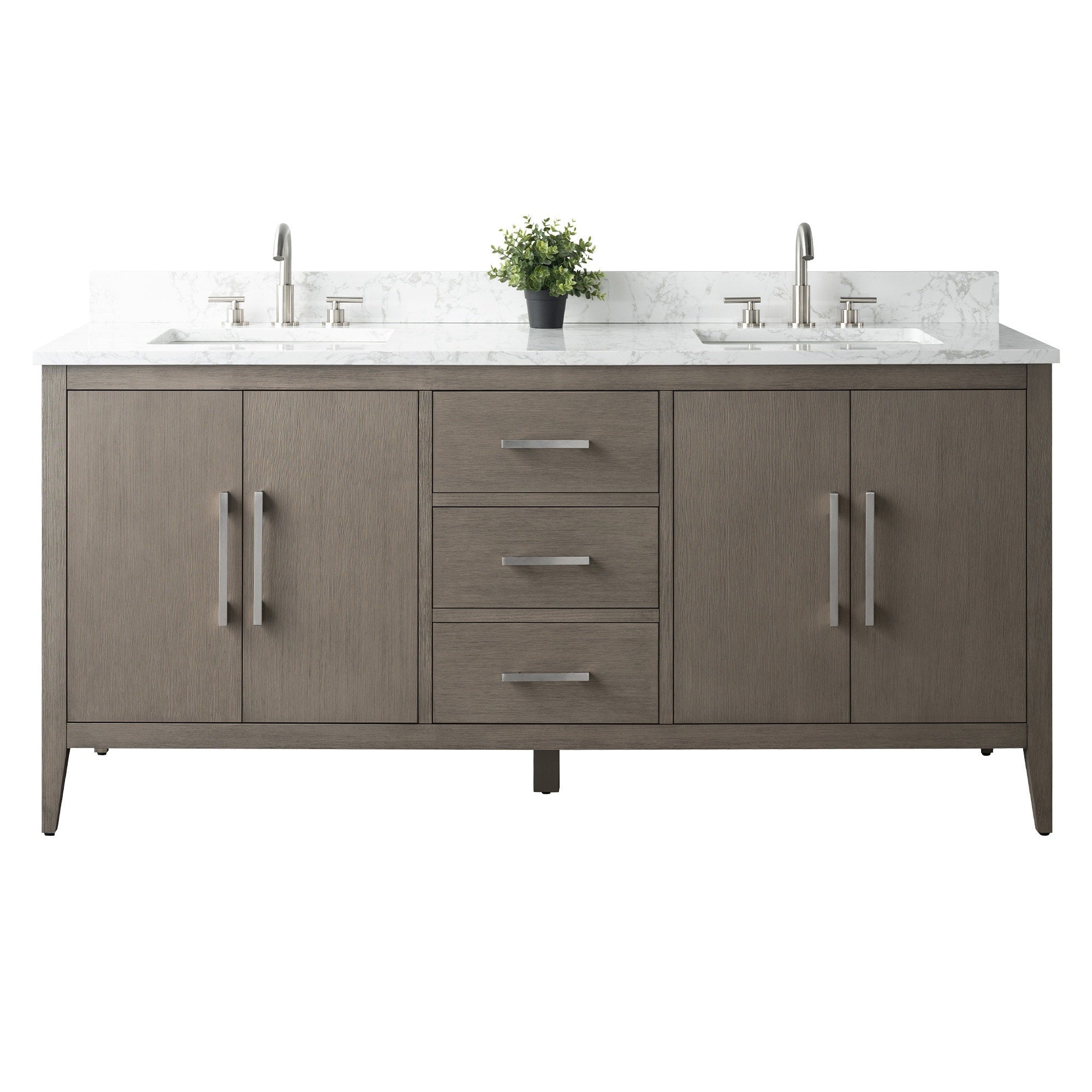 Meuble-lavabo double vasque Vanity Art 72 avec plateau en marbre reconstitué
