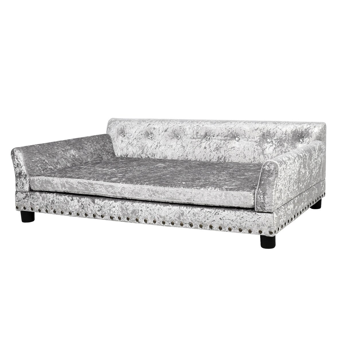 Lit pour animal de compagnie en velours capitonné avec coussin amovible