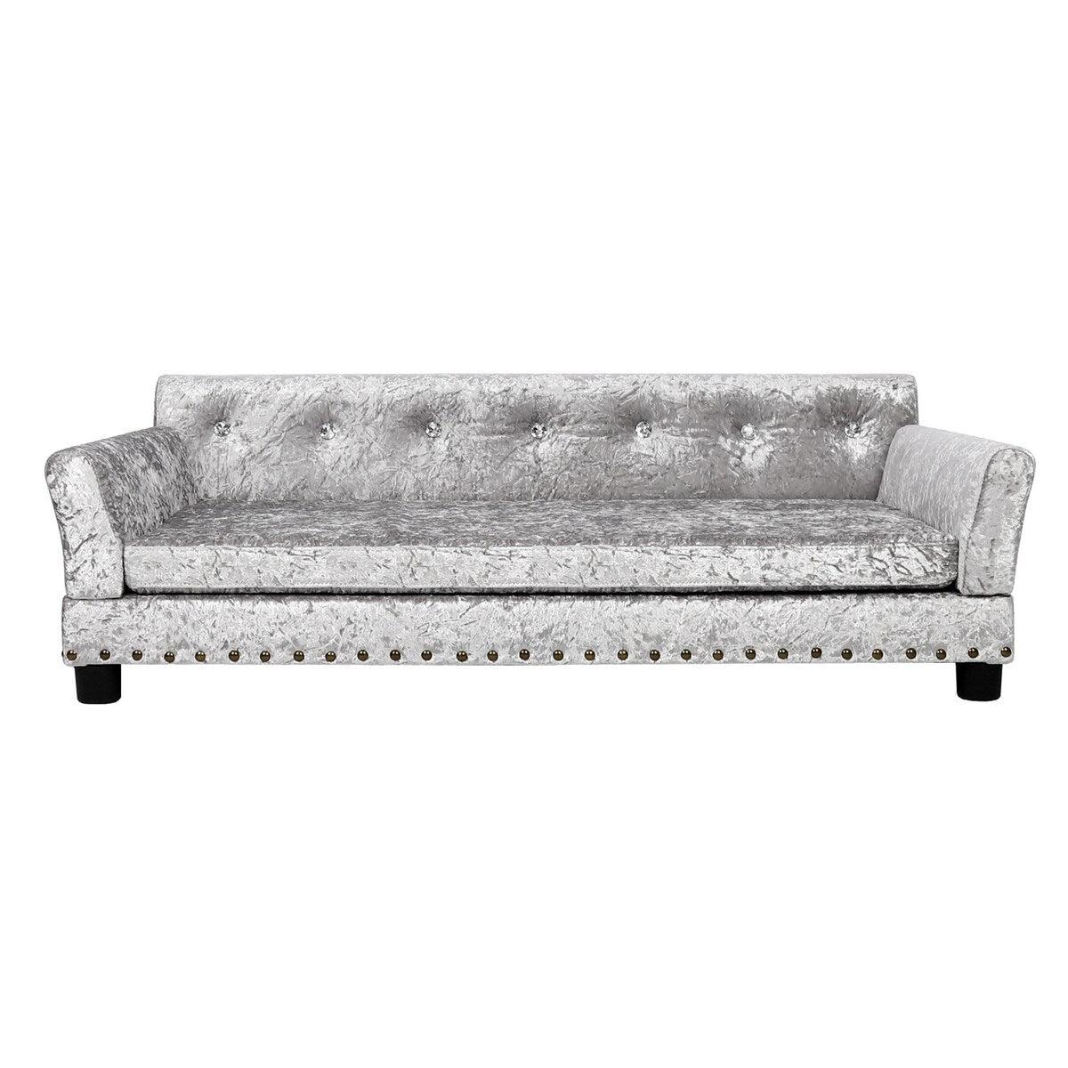 Lit pour animal de compagnie en velours capitonné avec coussin amovible