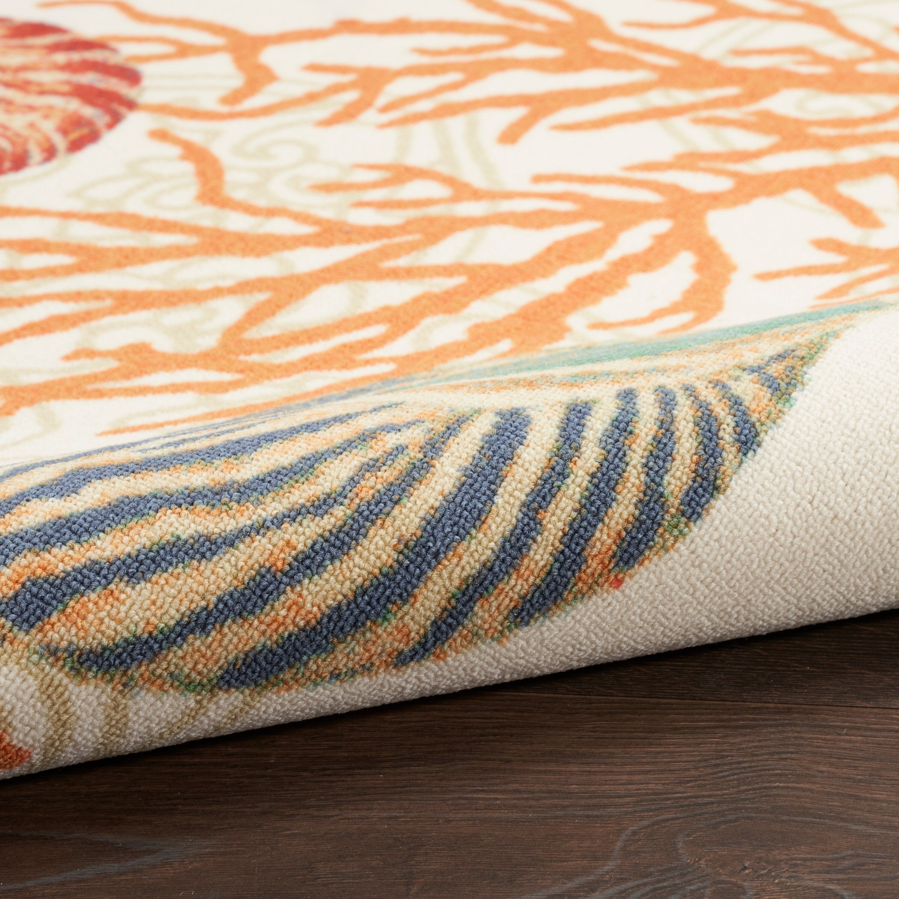 Waverly Sun & Shade Shore Thing Tropical Sea Shell Floral Indoor Outdoor Area Rug