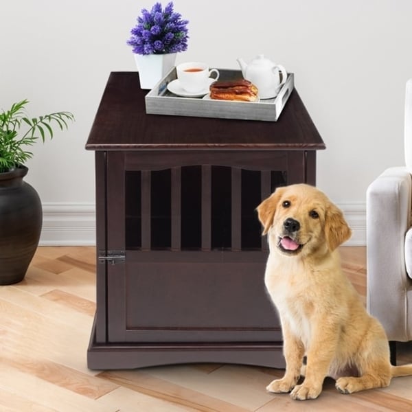 Table d'appoint en bois pour cage pour animaux de compagnie avec porte verrouillable