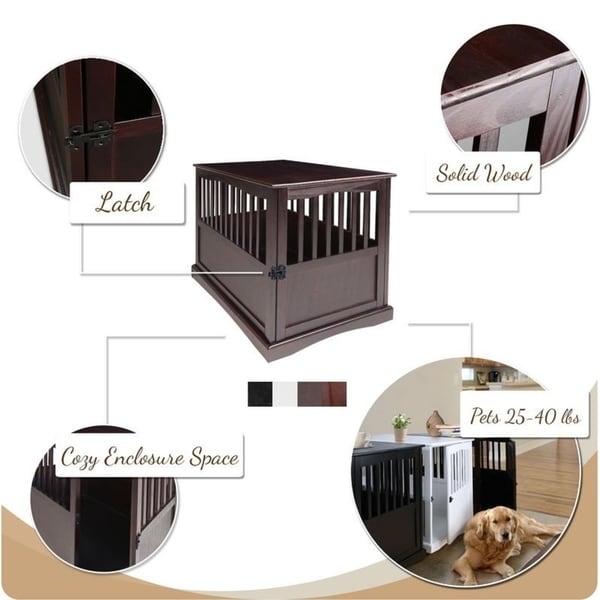 Table d'appoint en bois pour cage pour animaux de compagnie avec porte verrouillable