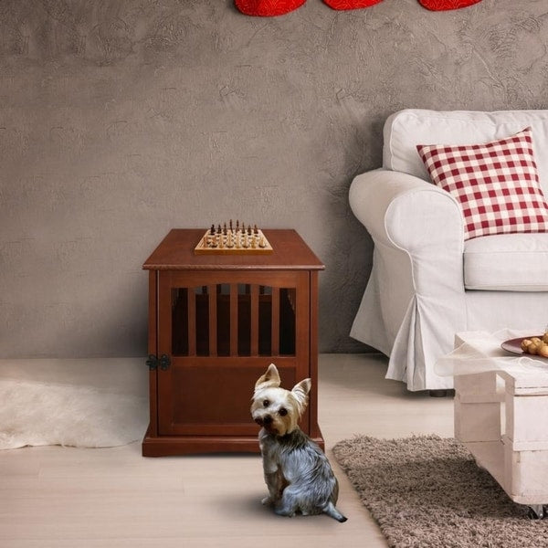 Table d'appoint en bois pour cage pour animaux de compagnie avec porte verrouillable