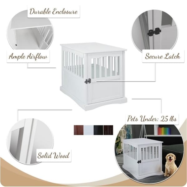 Table d'appoint en bois pour cage pour animaux de compagnie avec porte verrouillable