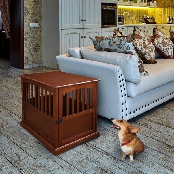 Table d'appoint en bois pour cage pour animaux de compagnie avec porte verrouillable