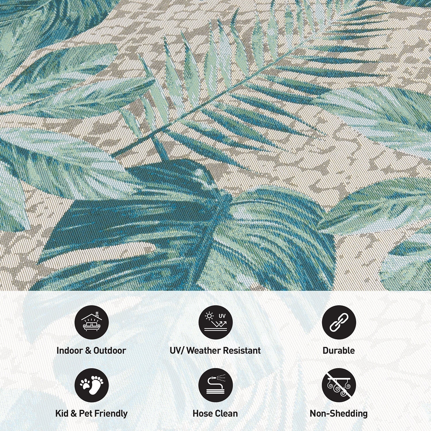 Tapis d'intérieur/extérieur contemporain à motif floral tropical de la World Rug Gallery