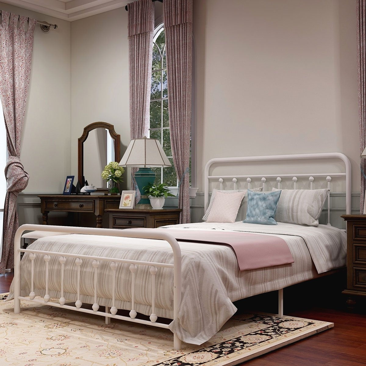 Cadre de lit plateforme en métal vintage simple Alazyhome, montage facile