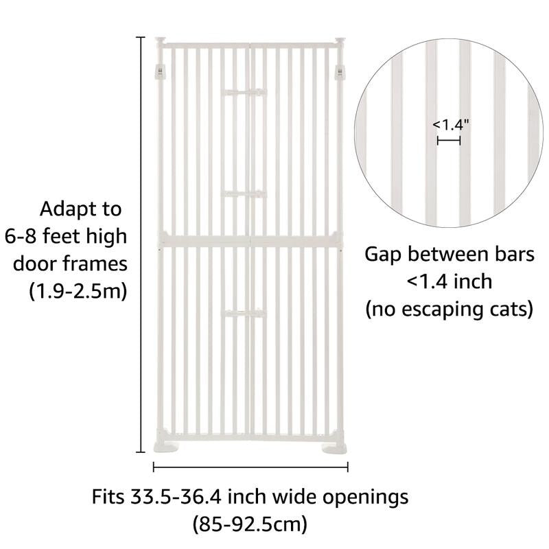 Barrière pour chat extra haute Unipaws de 188 cm de haut avec portes verrouillables
