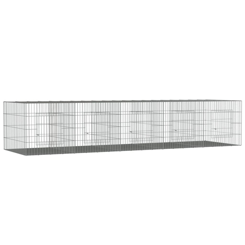 vidaXL 3-Panel Rabbit Cage Animal Hutch Playpen Enclosure Galvanized Iron