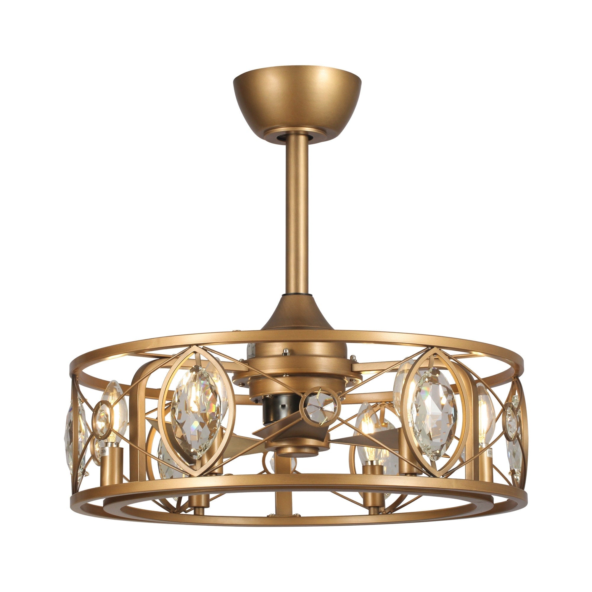 Lustre moderne en cristal avec ventilateur de plafond et télécommande