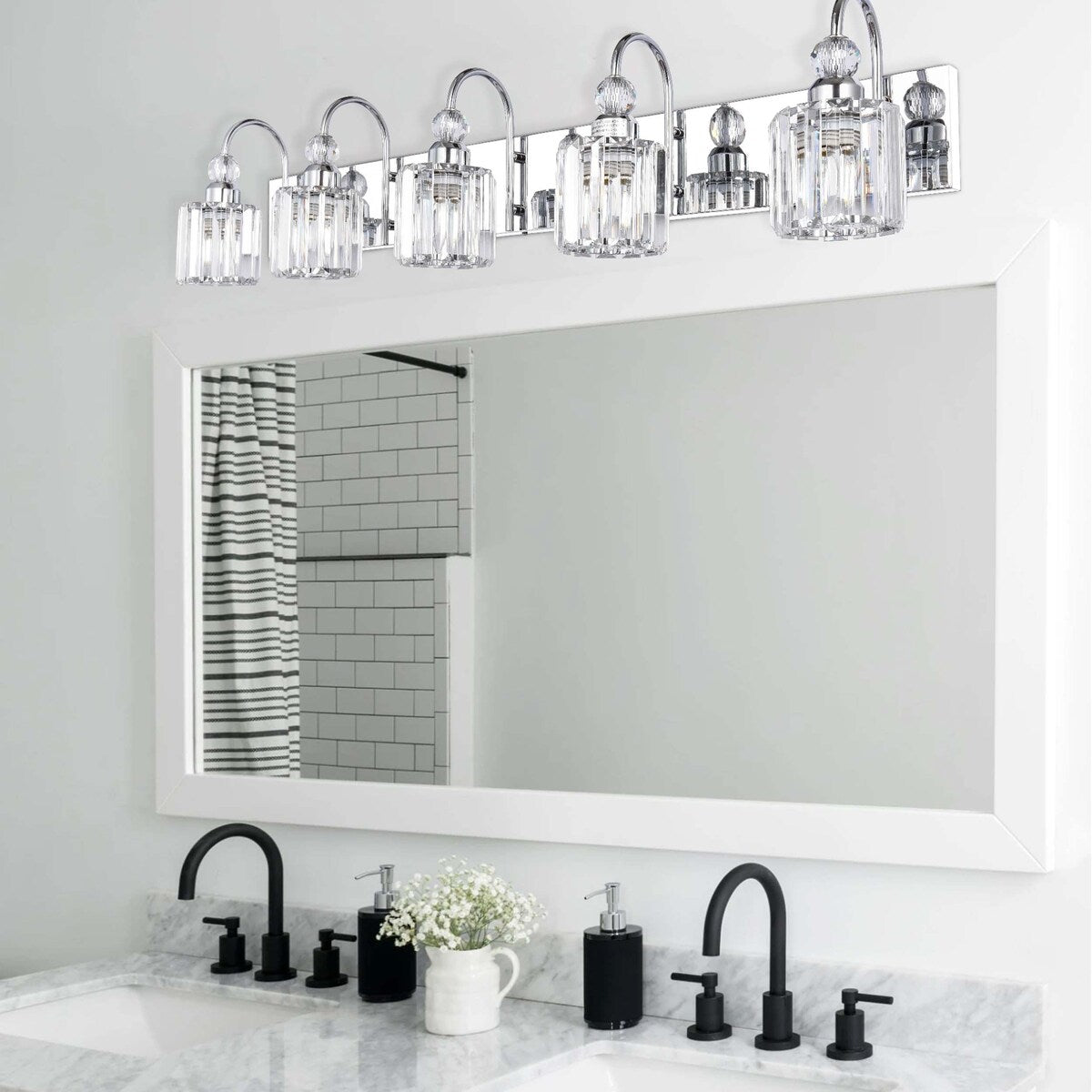 Applique murale moderne en cristal pour salle de bain, éclairage de vanité, chrome/noir/doré