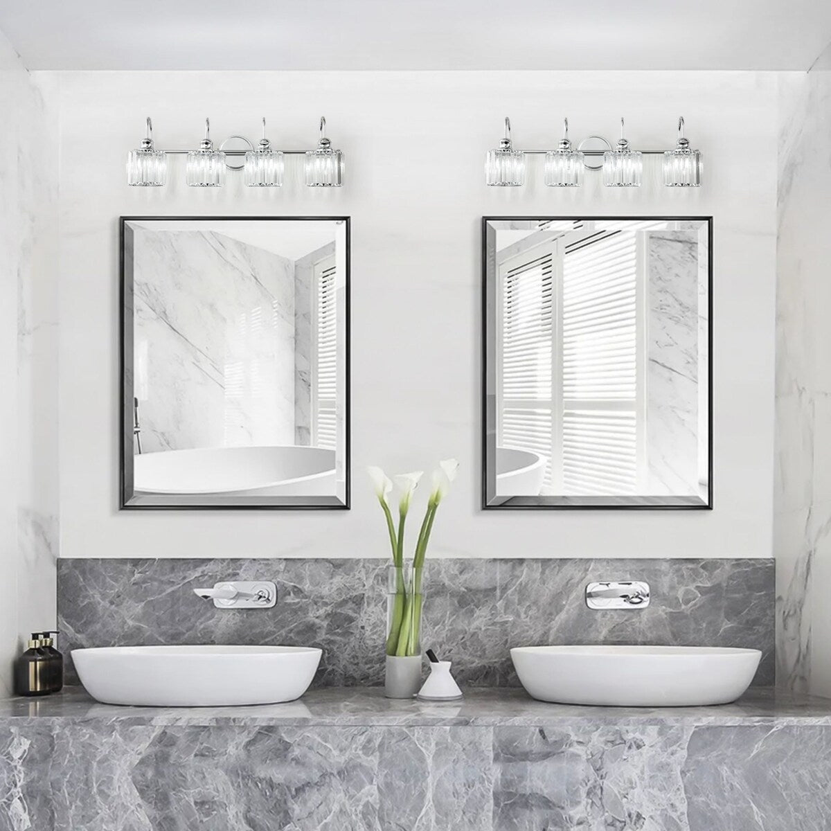 Applique murale moderne en cristal pour salle de bain, éclairage de vanité, chrome/noir/doré