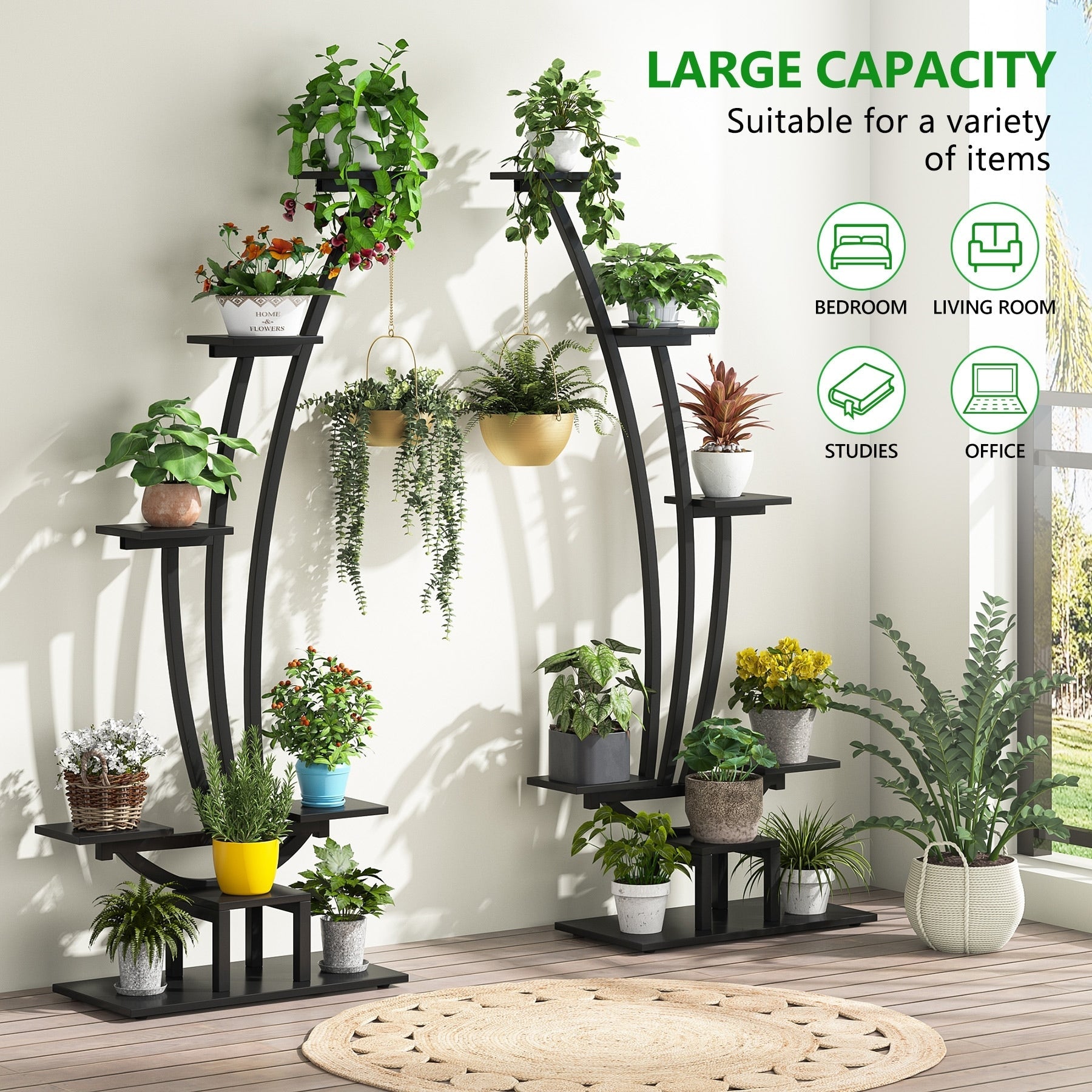 Support pour plantes d'intérieur, étagère à fleurs à 6 niveaux pour jardin - Lot de 2
