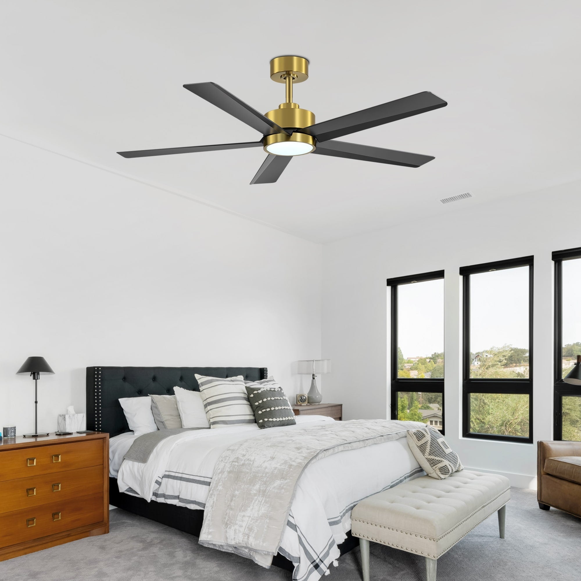 Ventilateur de plafond LED Breezary 65/52/42 à 5 pales avec kit d'éclairage et télécommande