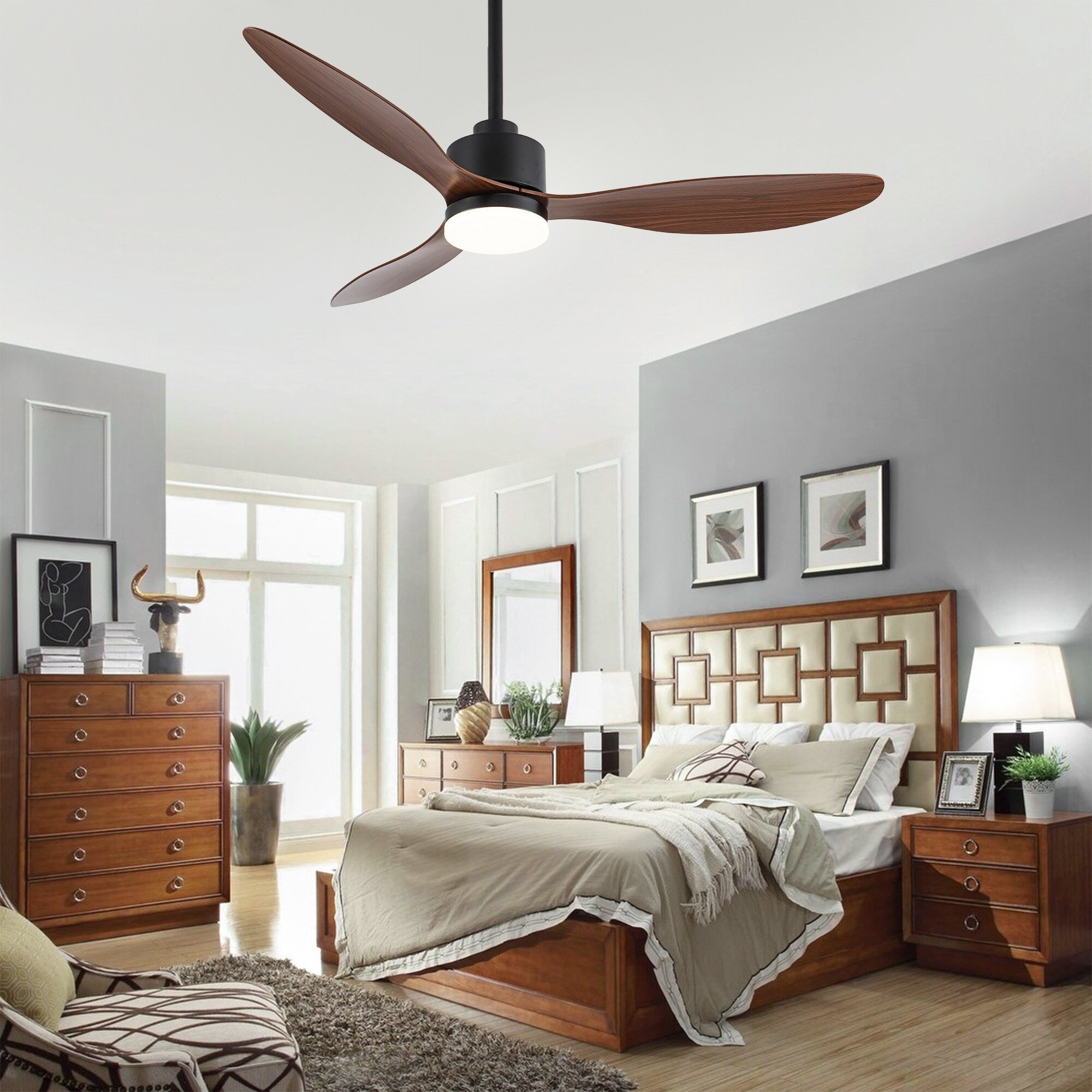 Ventilateur de plafond à DEL de 52 pouces avec télécommande (3 pales)