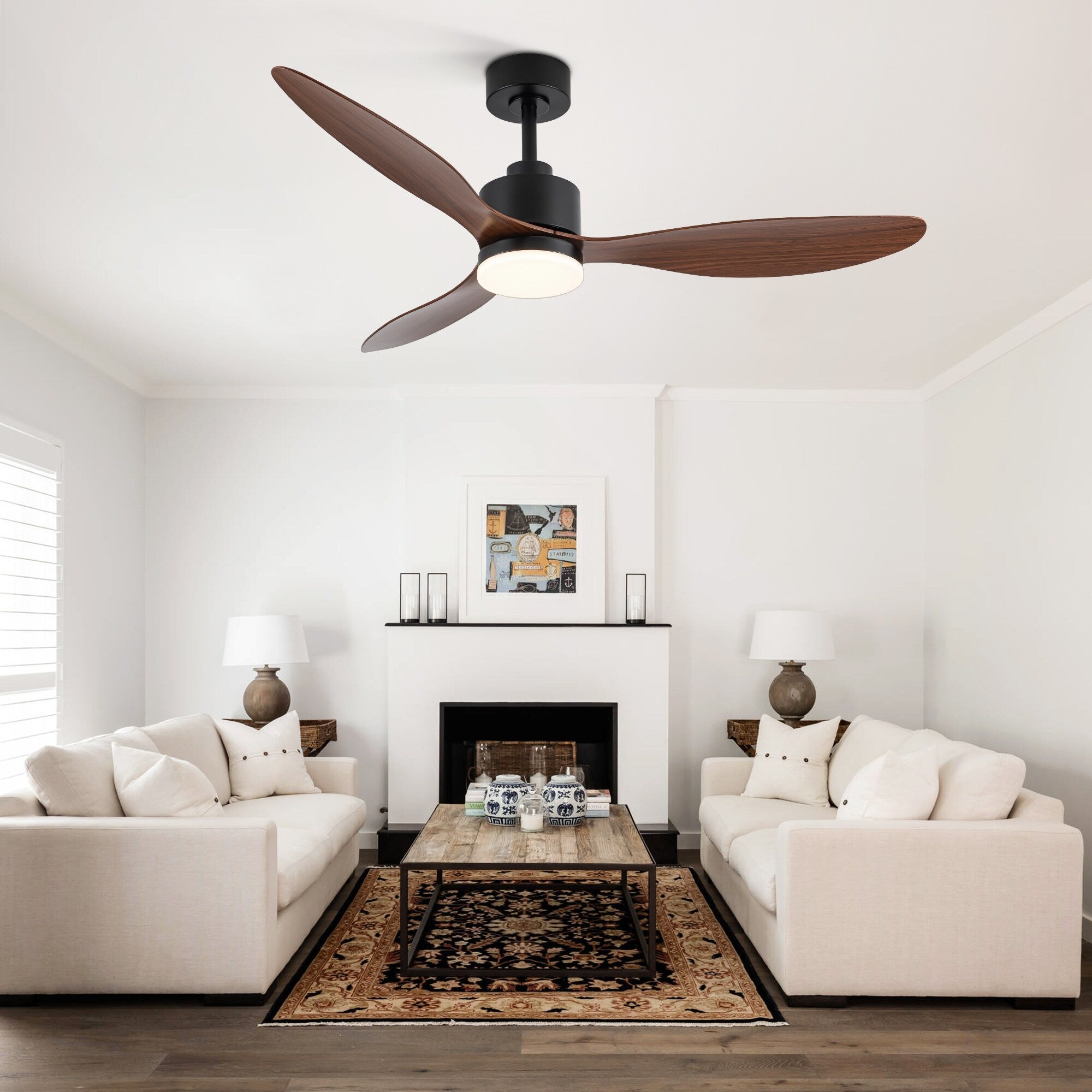 Ventilateur de plafond à DEL de 52 pouces avec télécommande (3 pales)