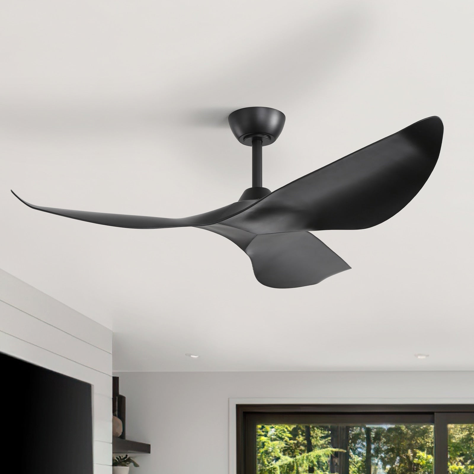 Ventilateur de plafond moderne en bois massif/ABS de 52 pouces avec télécommande (sans lumière), 6 vitesses de vent, flux d'air réversible