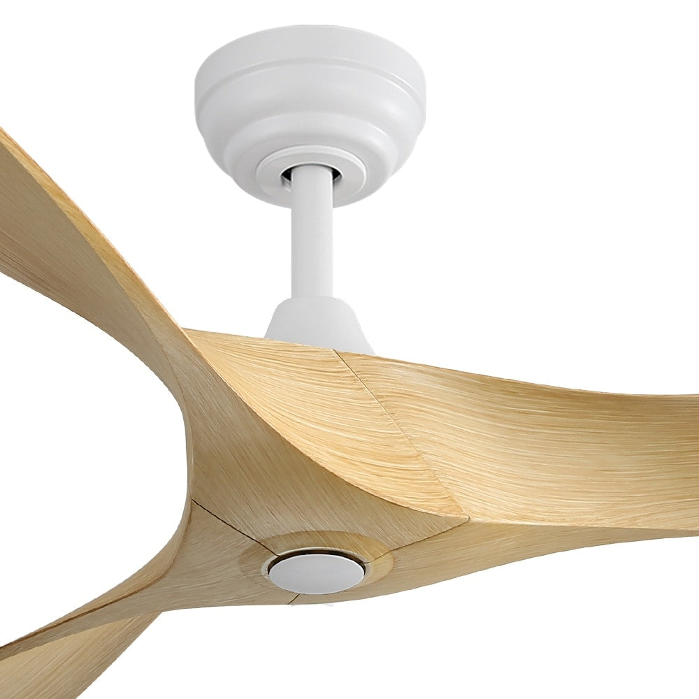 Ventilateur de plafond moderne en bois massif/ABS de 52 pouces avec télécommande (sans lumière), 6 vitesses de vent, flux d'air réversible