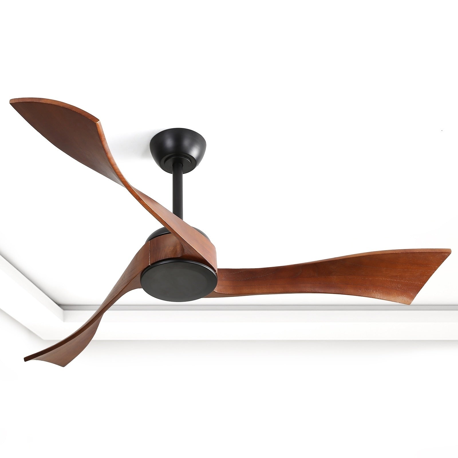 Ventilateur de plafond moderne en bois massif/ABS de 52 pouces avec télécommande (sans lumière), 6 vitesses de vent, flux d'air réversible