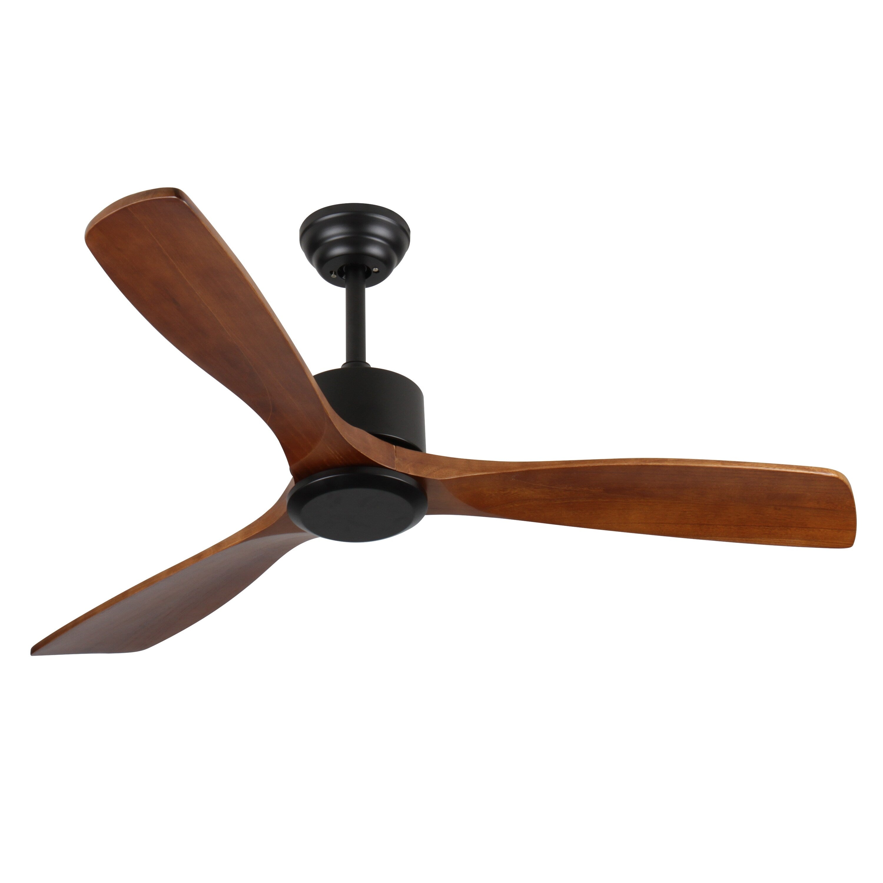 Ventilateur de plafond moderne en bois massif/ABS de 52 pouces avec télécommande (sans lumière), 6 vitesses de vent, flux d'air réversible