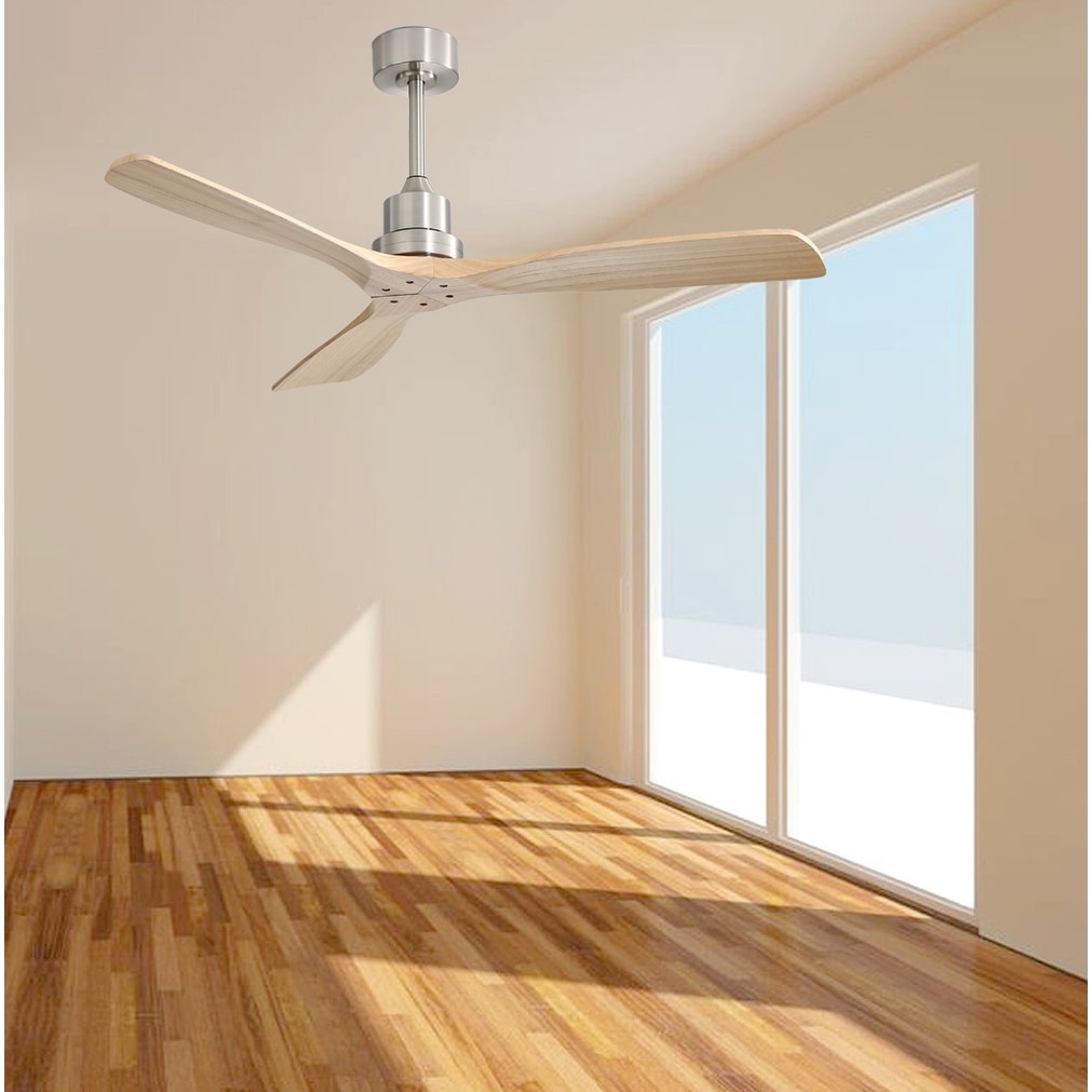 Ventilateur de plafond moderne en bois massif/ABS de 52 pouces avec télécommande (sans lumière), 6 vitesses de vent, flux d'air réversible