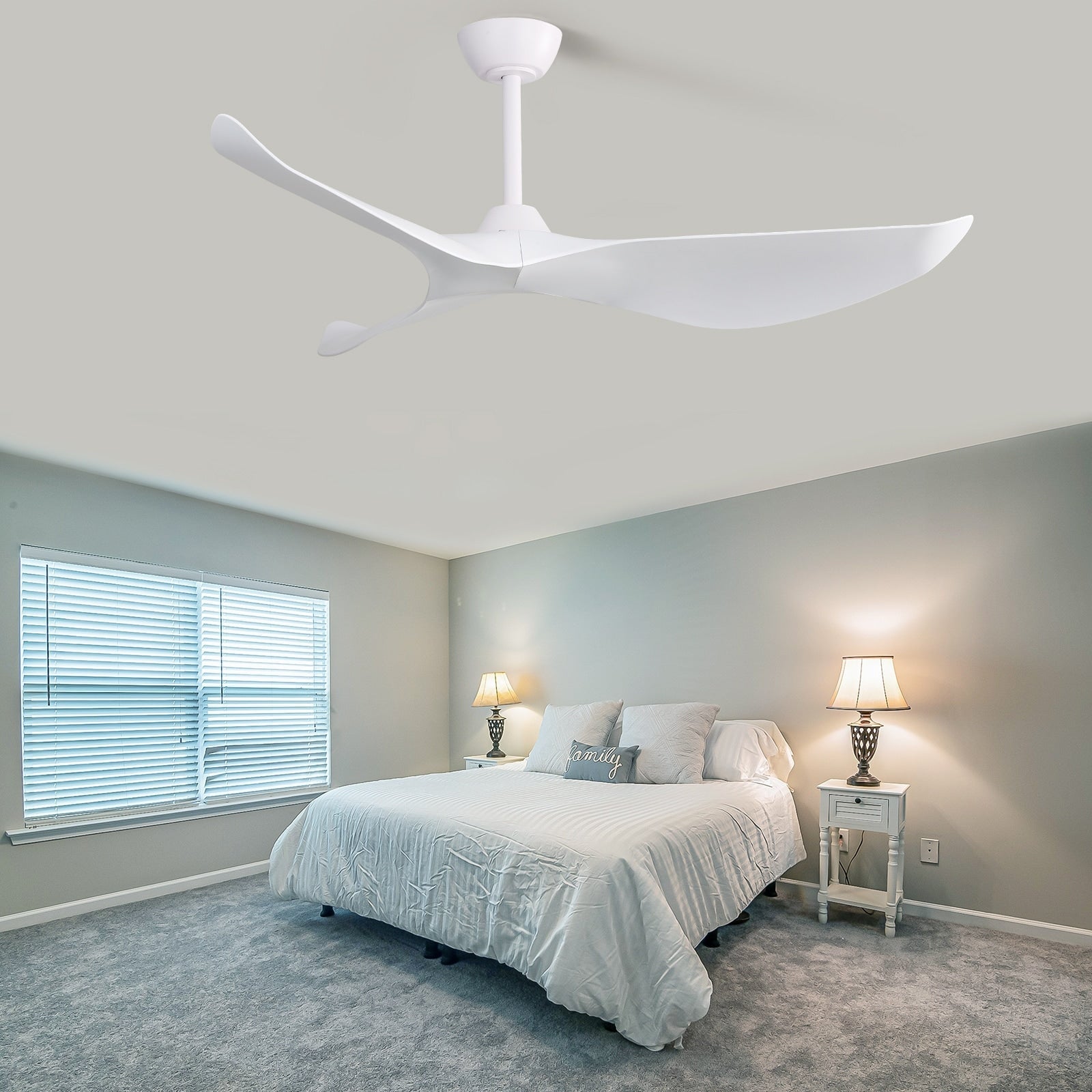 Ventilateur de plafond moderne en bois massif/ABS de 52 pouces avec télécommande (sans lumière), 6 vitesses de vent, flux d'air réversible