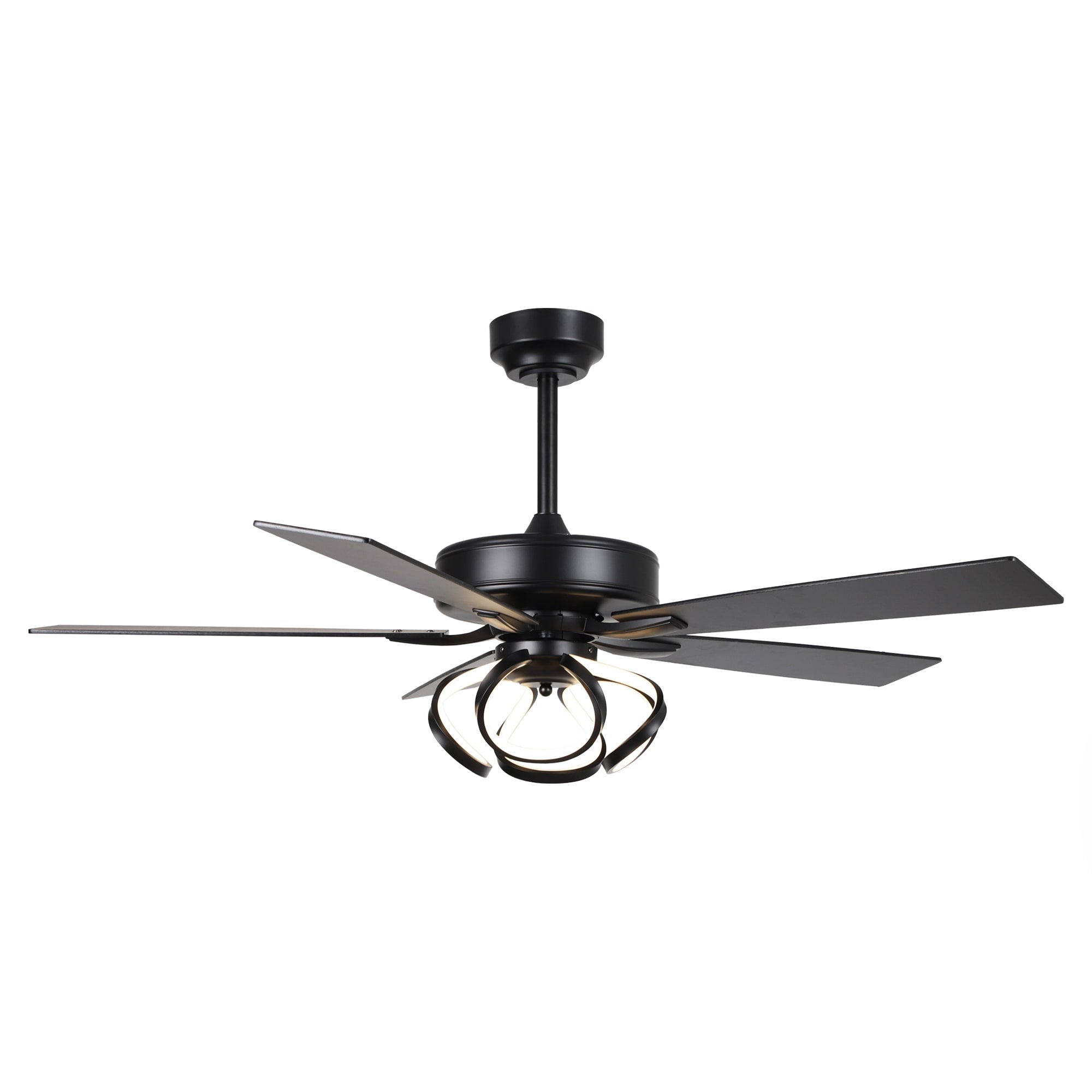 Ventilateur de plafond LED d'intérieur moderne chromé/noir à intensité variable avec lumière et télécommande